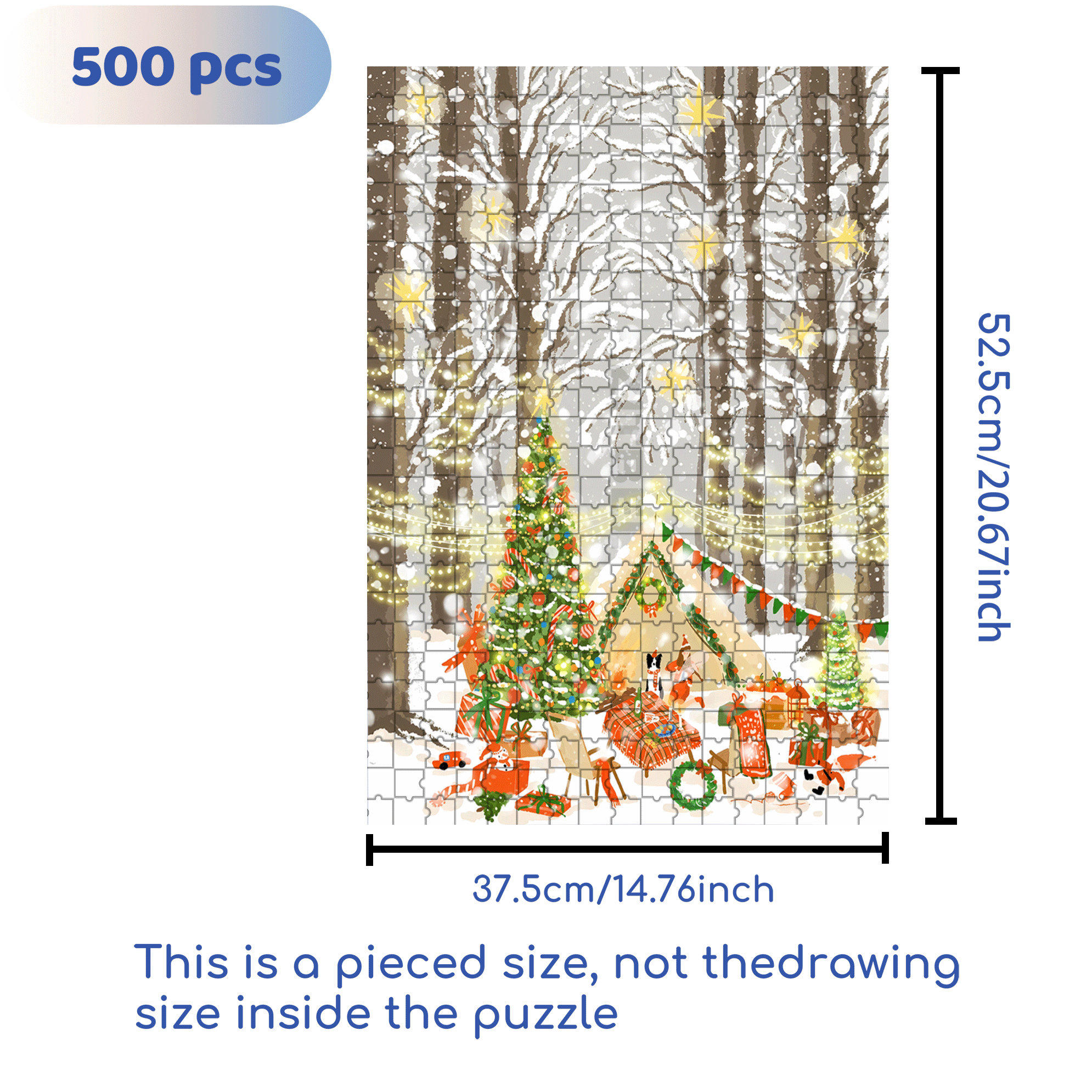 Christmas In The Forest 500pcs/1000pcs Jigsaw Puzzle, Scratch-Resistant, Interactive Family Game & Brain-Boosting DIY Decor, Perfect for Halloween, Christmas & New Year Gifts, Family Puzzle Game