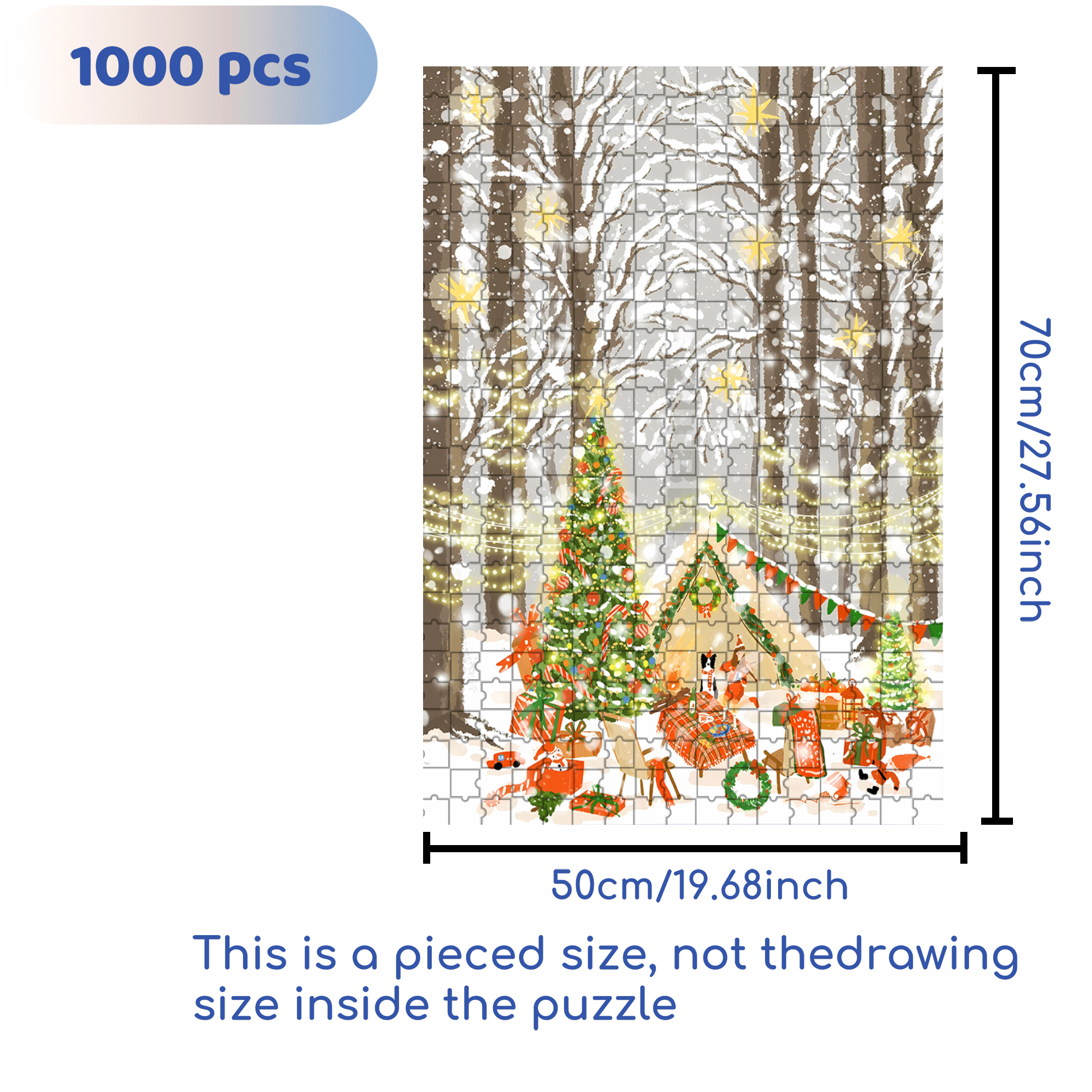 Christmas In The Forest 500pcs/1000pcs Jigsaw Puzzle, Scratch-Resistant, Interactive Family Game & Brain-Boosting DIY Decor, Perfect for Halloween, Christmas & New Year Gifts, Family Puzzle Game