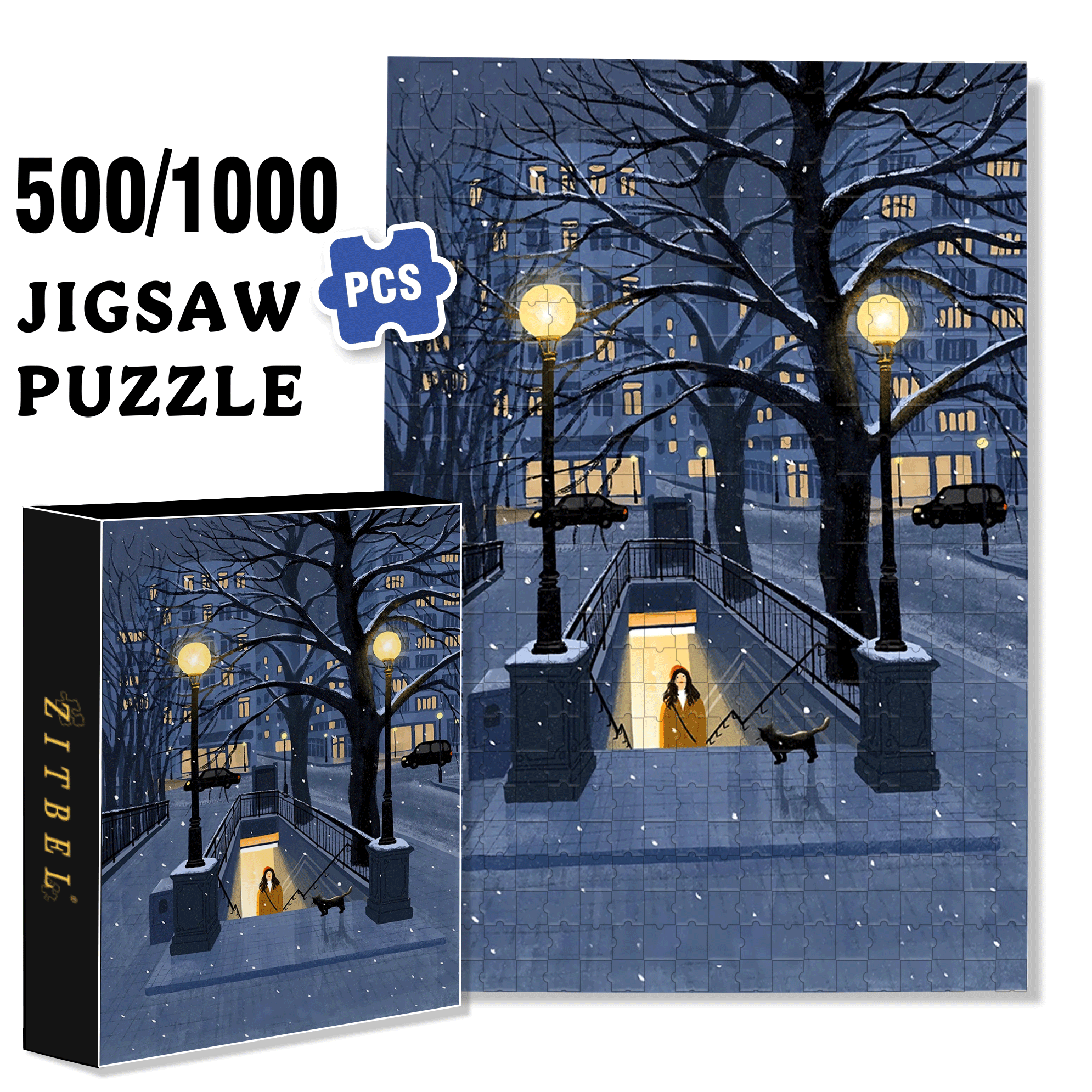 December 500pcs/1000pcs Jigsaw Puzzle, Scratch-Resistant, Interactive Family Game & Brain-Boosting DIY Decor, Perfect for Halloween, Christmas & New Year Gifts, Family Puzzle Game