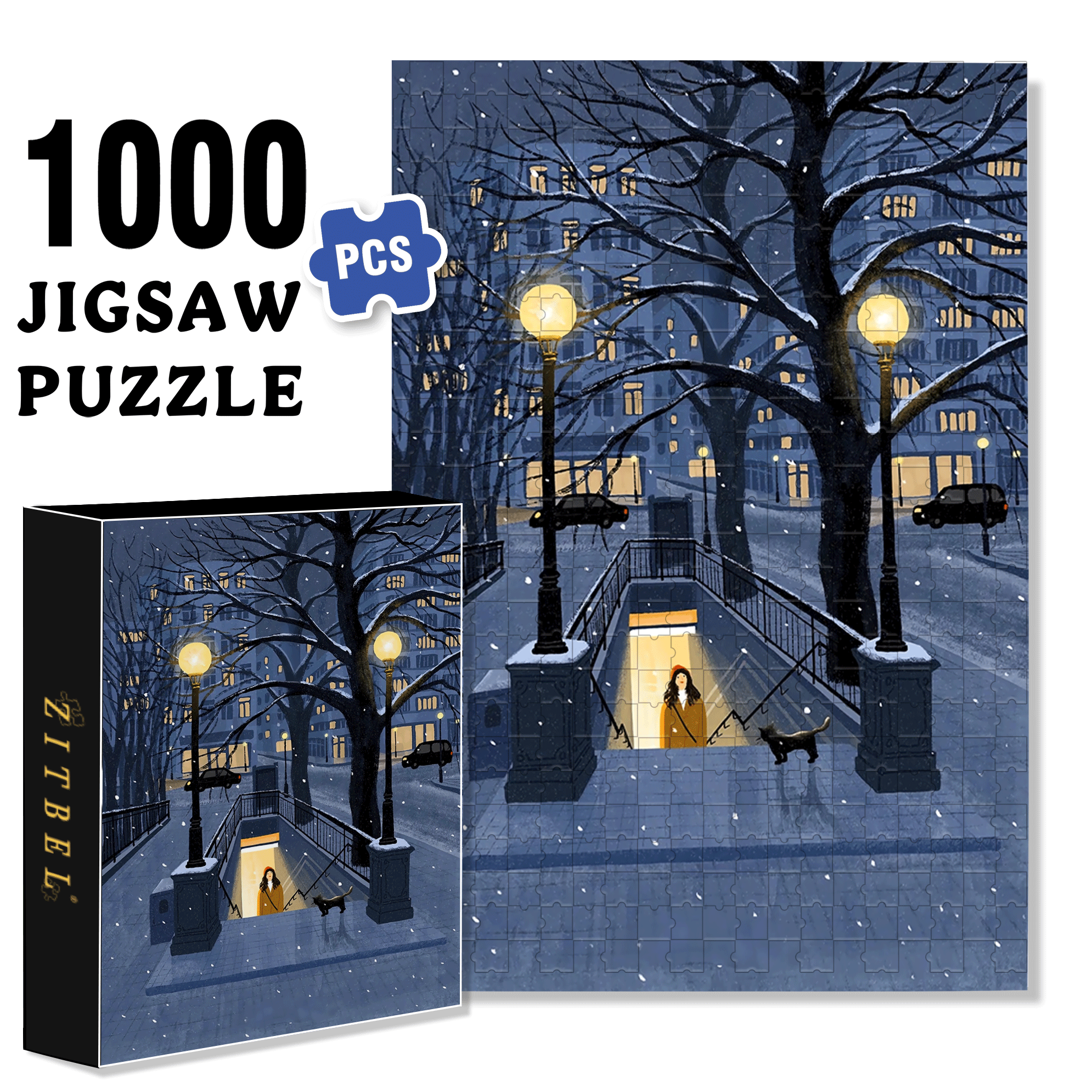December 500pcs/1000pcs Jigsaw Puzzle, Scratch-Resistant, Interactive Family Game & Brain-Boosting DIY Decor, Perfect for Halloween, Christmas & New Year Gifts, Family Puzzle Game