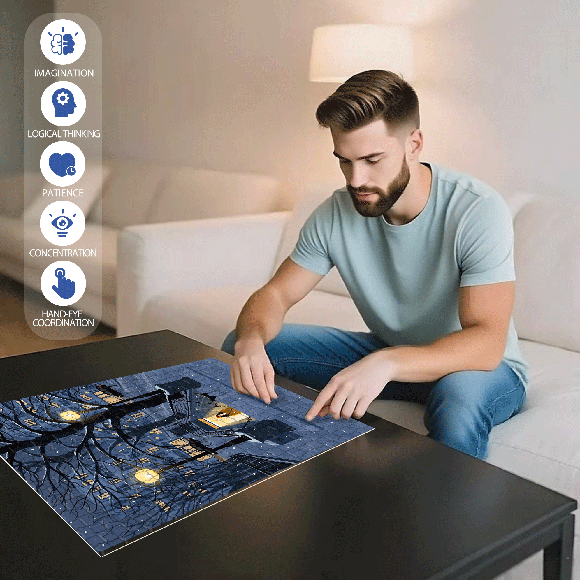 December 500pcs/1000pcs Jigsaw Puzzle, Scratch-Resistant, Interactive Family Game & Brain-Boosting DIY Decor, Perfect for Halloween, Christmas & New Year Gifts, Family Puzzle Game