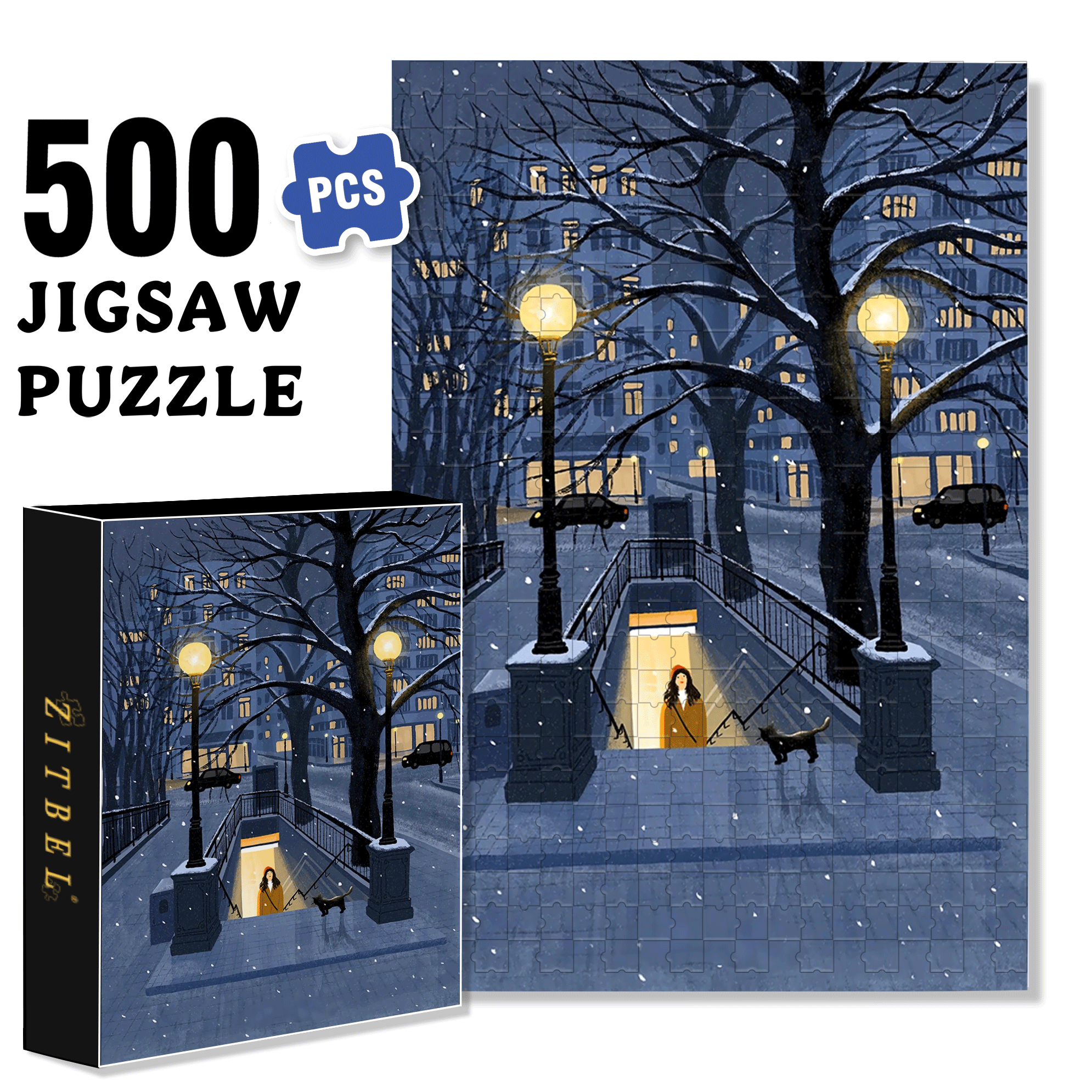 December 500pcs/1000pcs Jigsaw Puzzle, Scratch-Resistant, Interactive Family Game & Brain-Boosting DIY Decor, Perfect for Halloween, Christmas & New Year Gifts, Family Puzzle Game