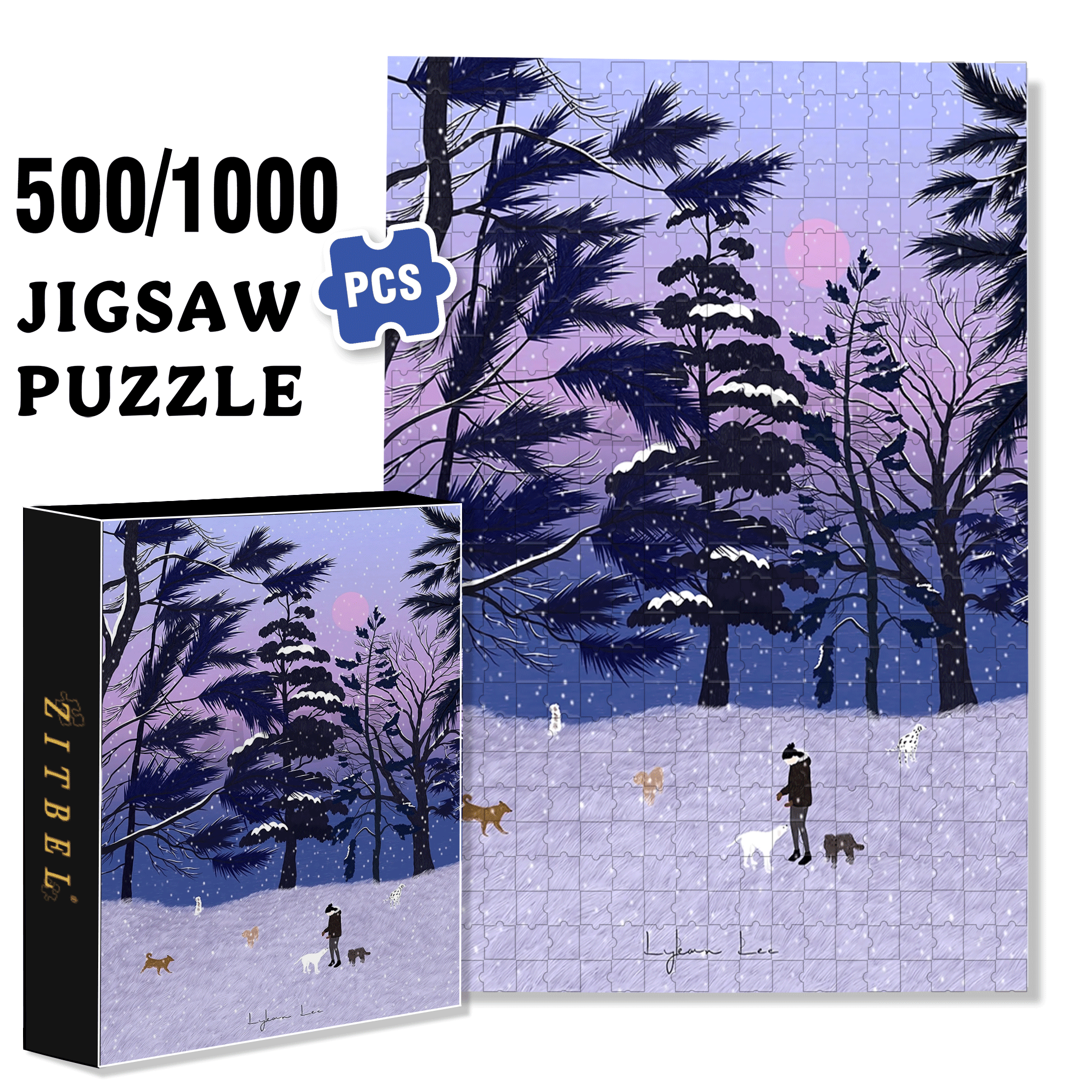 Dogs 500pcs/1000pcs Jigsaw Puzzle, Scratch-Resistant, Interactive Family Game & Brain-Boosting DIY Decor, Perfect for Halloween, Christmas & New Year Gifts, Family Puzzle Game