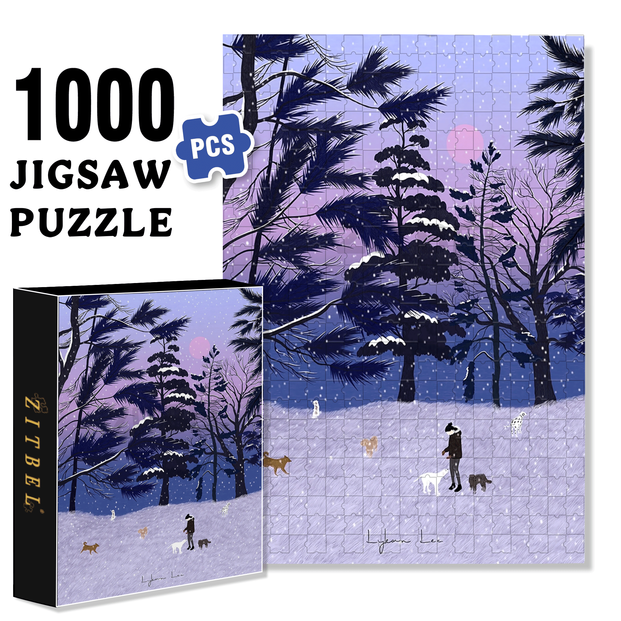 Dogs 500pcs/1000pcs Jigsaw Puzzle, Scratch-Resistant, Interactive Family Game & Brain-Boosting DIY Decor, Perfect for Halloween, Christmas & New Year Gifts, Family Puzzle Game