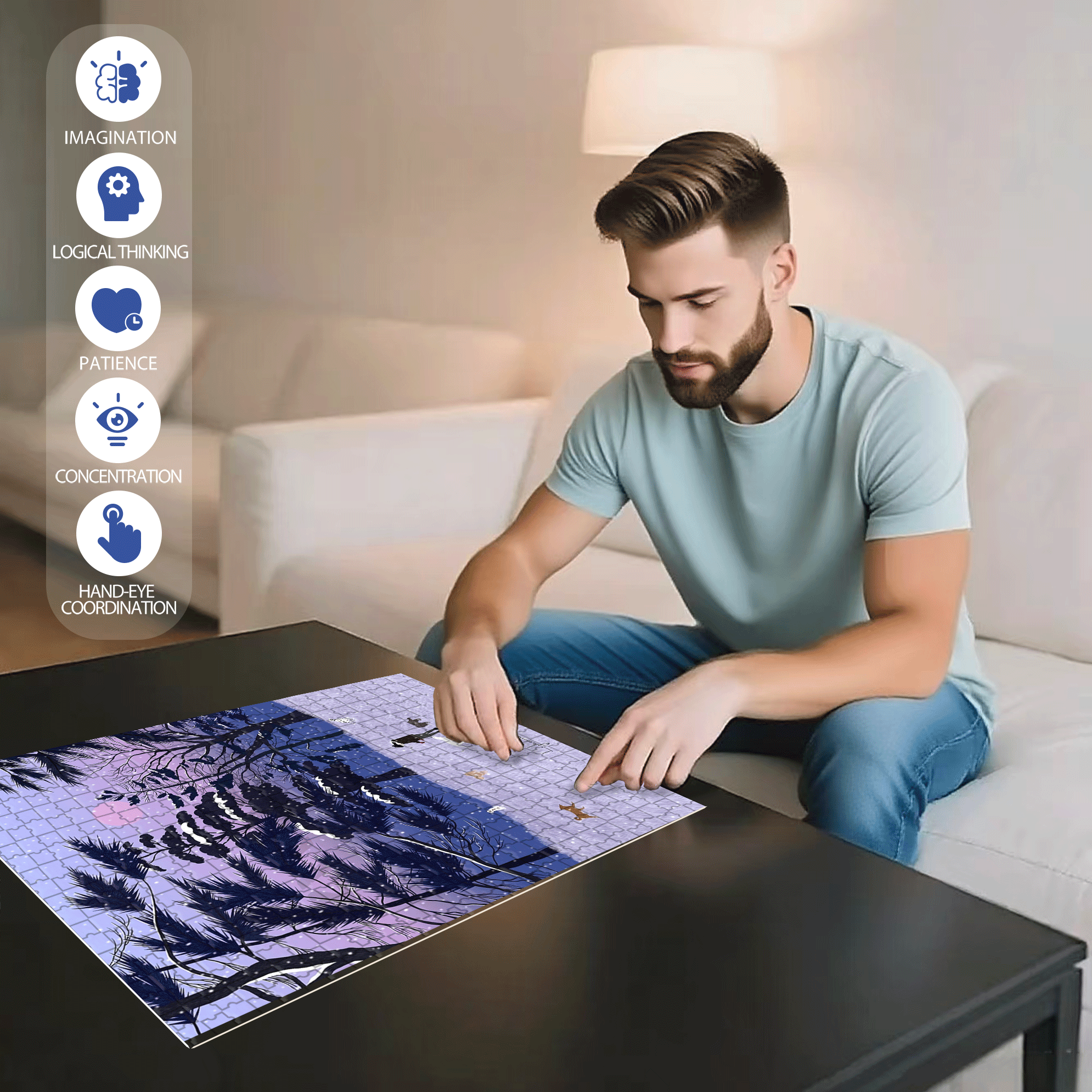 Dogs 500pcs/1000pcs Jigsaw Puzzle, Scratch-Resistant, Interactive Family Game & Brain-Boosting DIY Decor, Perfect for Halloween, Christmas & New Year Gifts, Family Puzzle Game