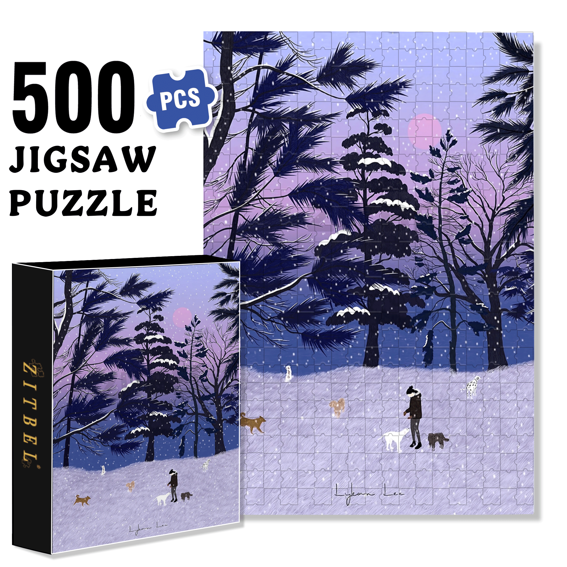 Dogs 500pcs/1000pcs Jigsaw Puzzle, Scratch-Resistant, Interactive Family Game & Brain-Boosting DIY Decor, Perfect for Halloween, Christmas & New Year Gifts, Family Puzzle Game