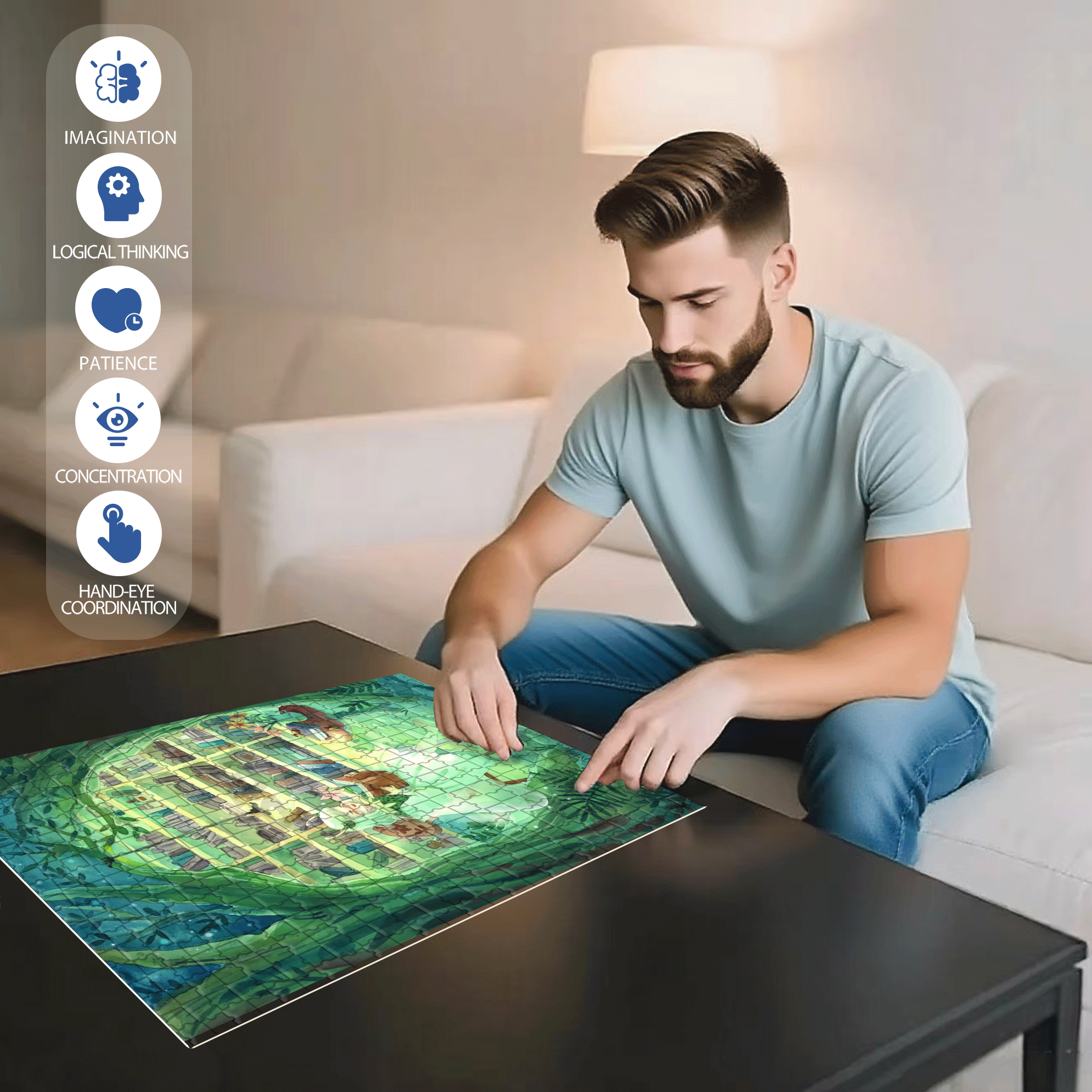 Flower Forest 500pcs/1000pcs Jigsaw Puzzle, Scratch-Resistant, Interactive Family Game & Brain-Boosting DIY Decor, Perfect for Halloween, Christmas & New Year Gifts, Family Puzzle Game