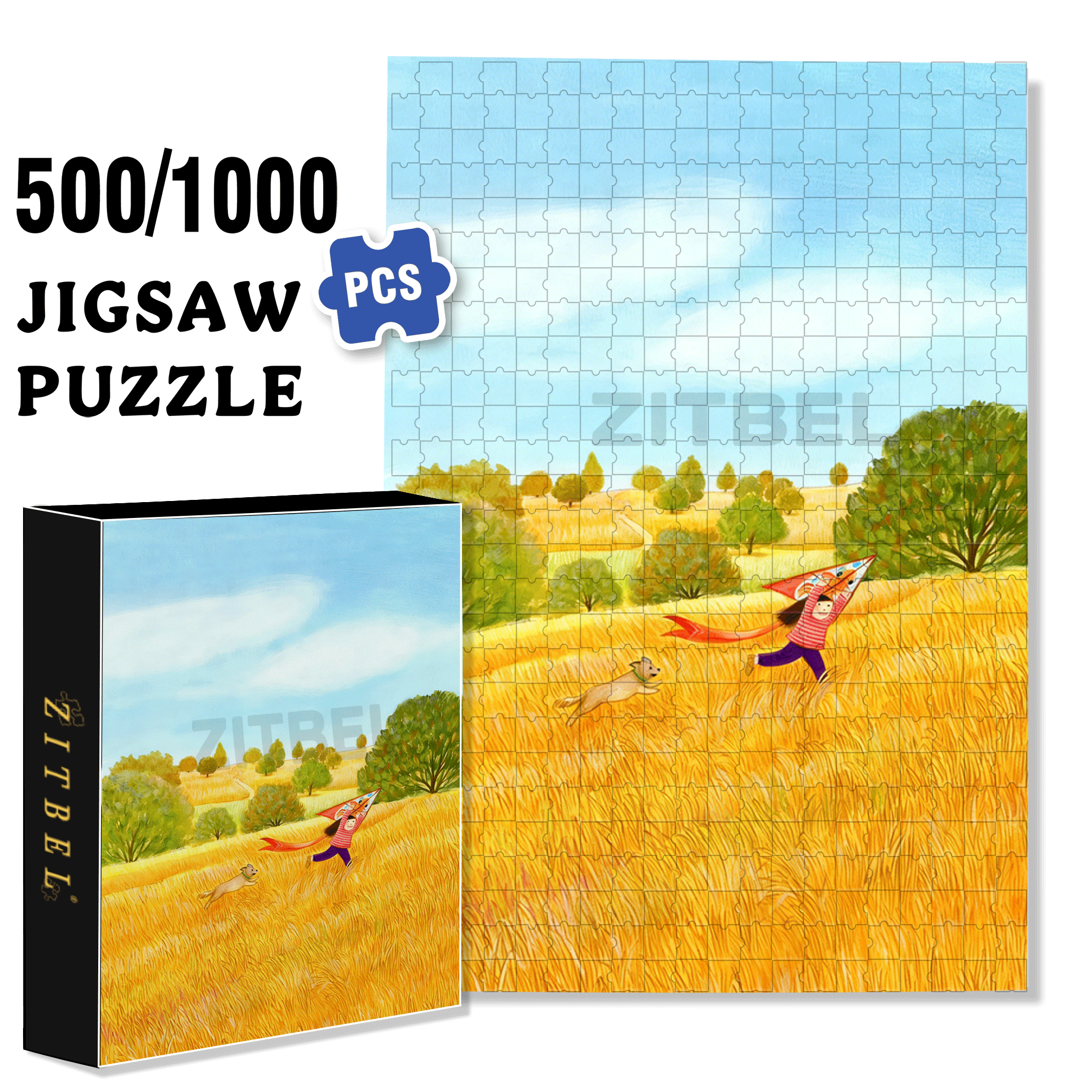 Flying 500pcs/1000pcs Jigsaw Puzzle, Scratch-Resistant, Interactive Family Game & Brain-Boosting DIY Decor, Perfect for Halloween, Christmas & New Year Gifts, Family Puzzle Game