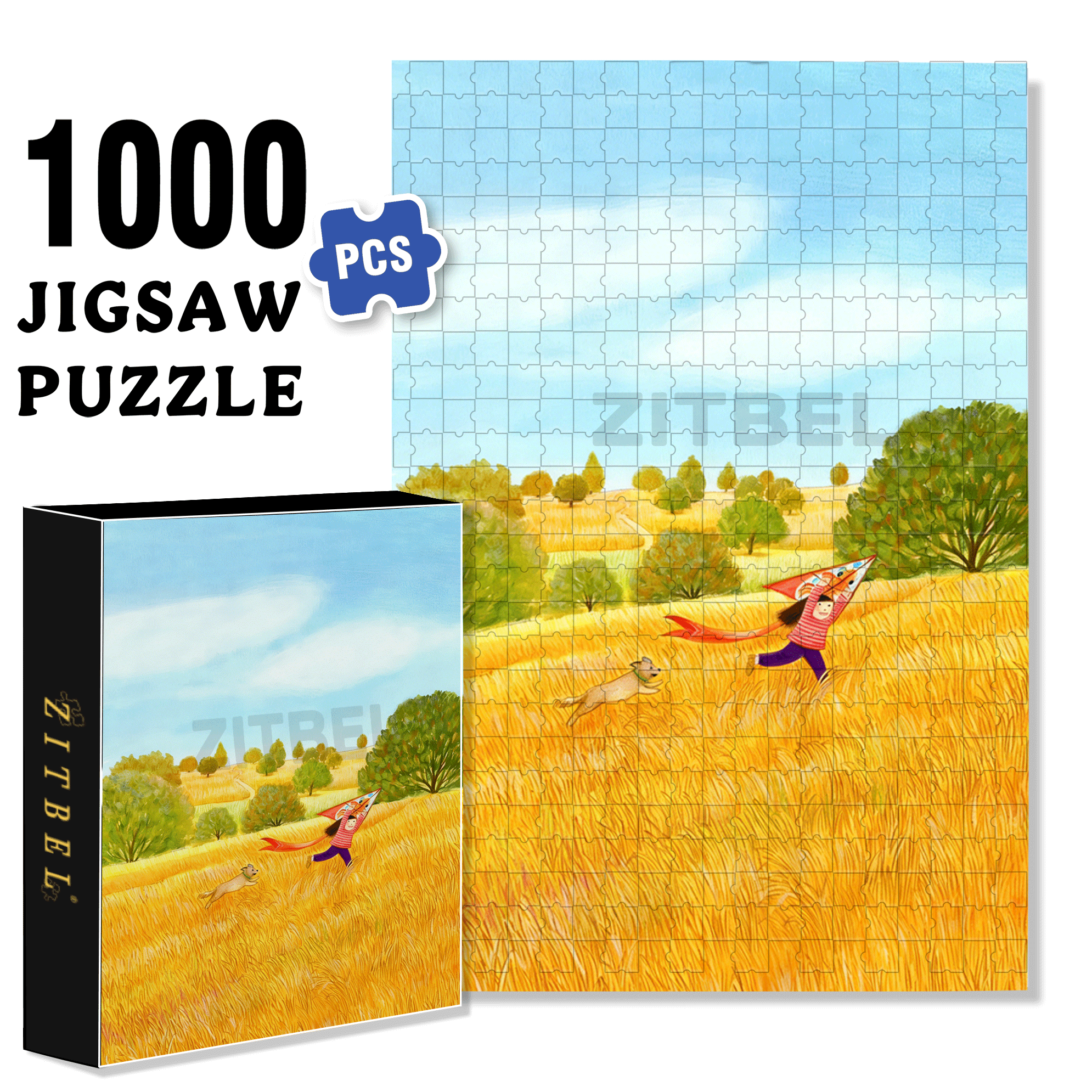 Flying 500pcs/1000pcs Jigsaw Puzzle, Scratch-Resistant, Interactive Family Game & Brain-Boosting DIY Decor, Perfect for Halloween, Christmas & New Year Gifts, Family Puzzle Game