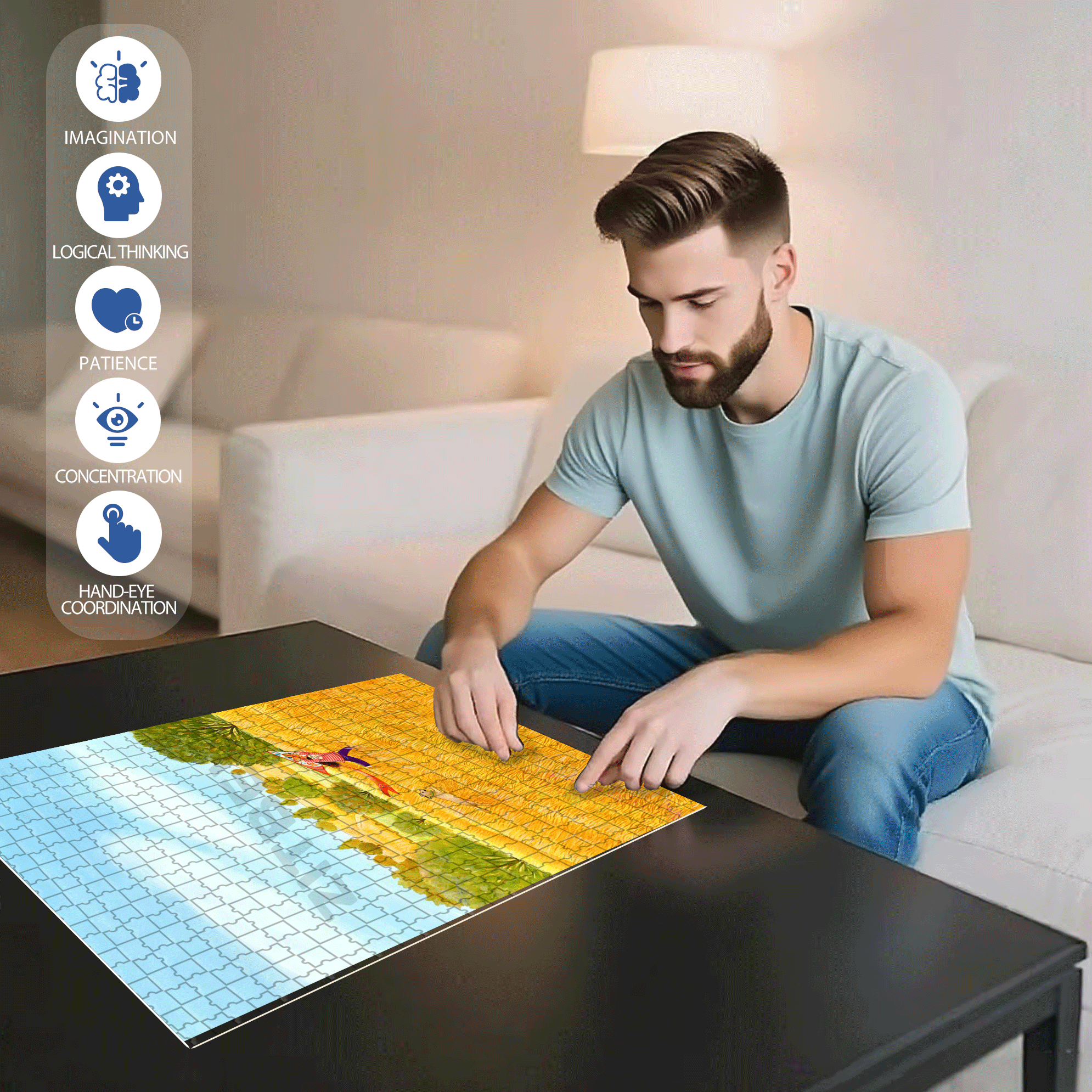 Flying 500pcs/1000pcs Jigsaw Puzzle, Scratch-Resistant, Interactive Family Game & Brain-Boosting DIY Decor, Perfect for Halloween, Christmas & New Year Gifts, Family Puzzle Game