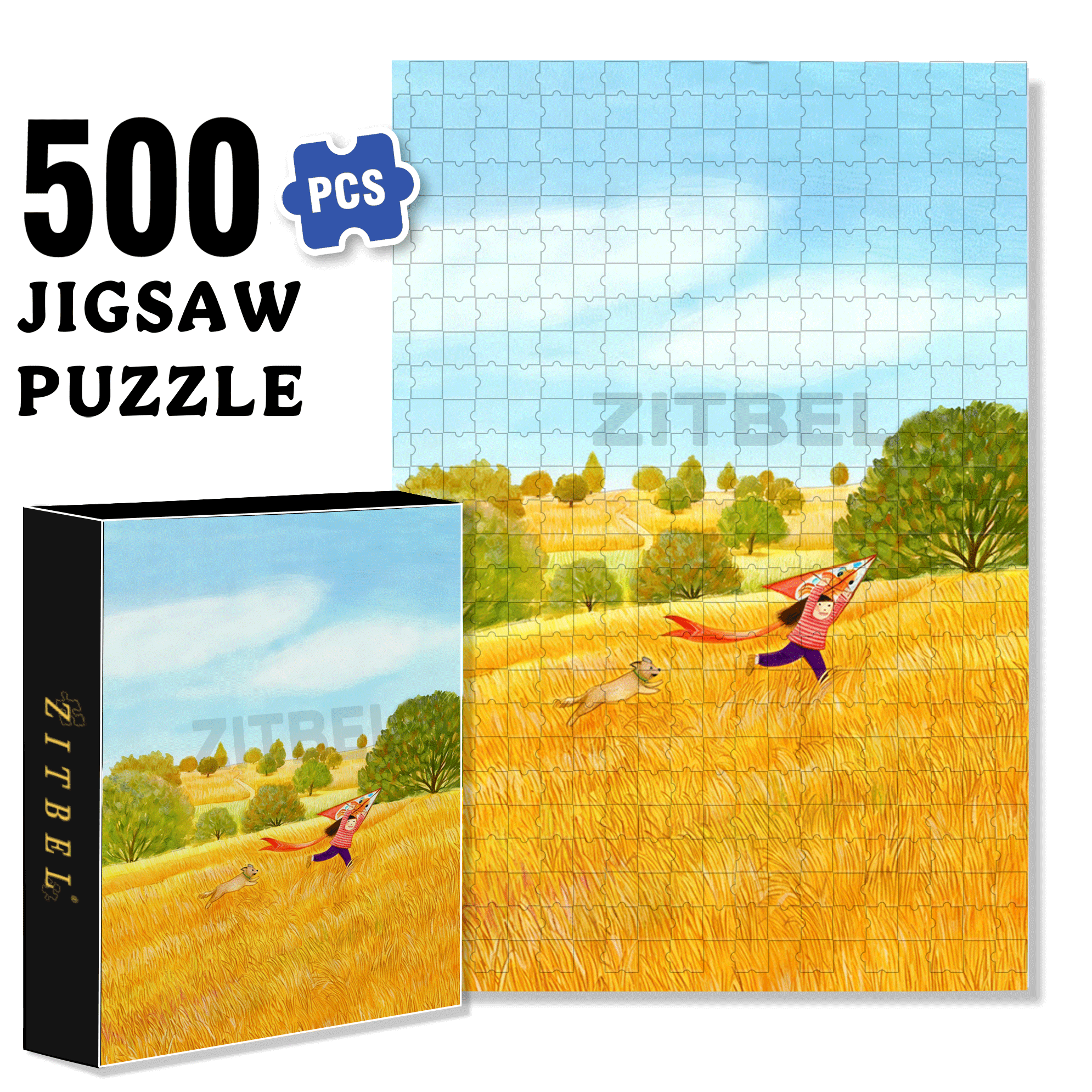 Flying 500pcs/1000pcs Jigsaw Puzzle, Scratch-Resistant, Interactive Family Game & Brain-Boosting DIY Decor, Perfect for Halloween, Christmas & New Year Gifts, Family Puzzle Game