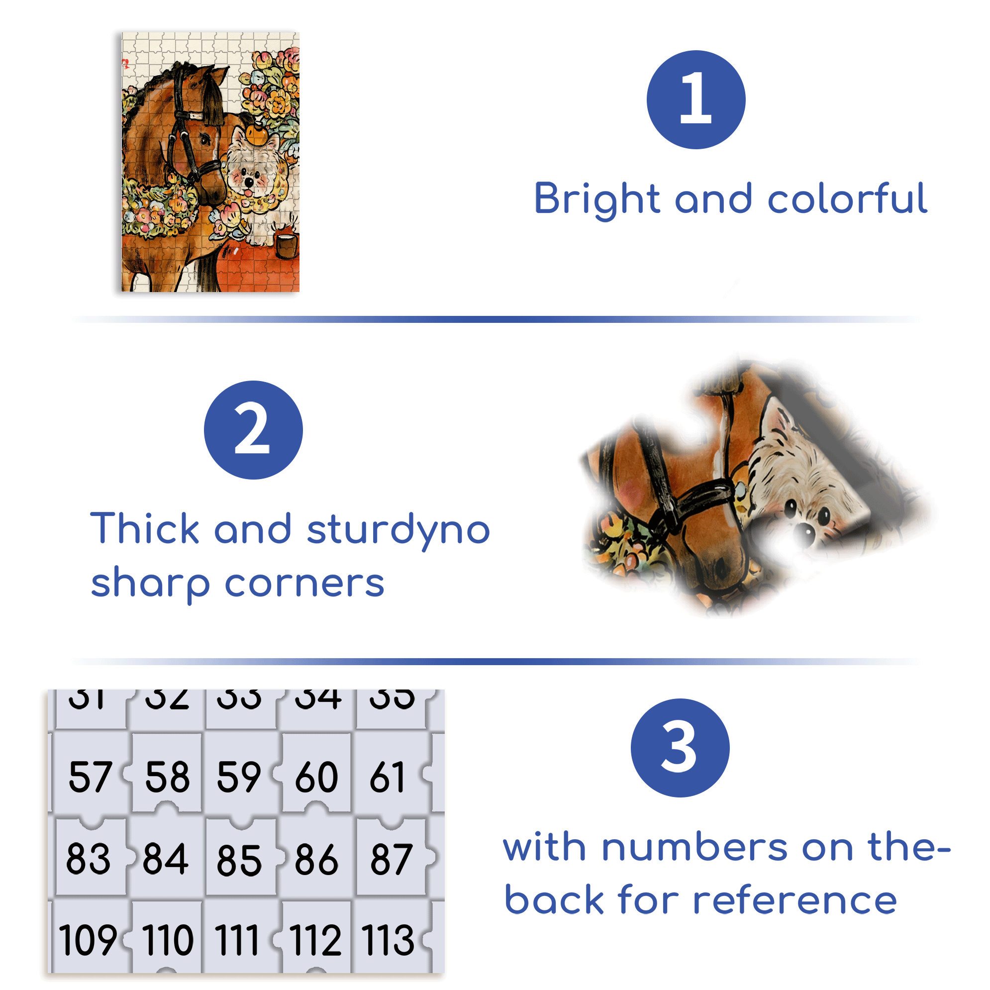 Gentle Little Horse 500pcs/1000pcs Jigsaw Puzzle, Scratch-Resistant, Interactive Family Game & Brain-Boosting DIY Decor, Perfect for Halloween, Christmas & New Year Gifts, Family Puzzle Game