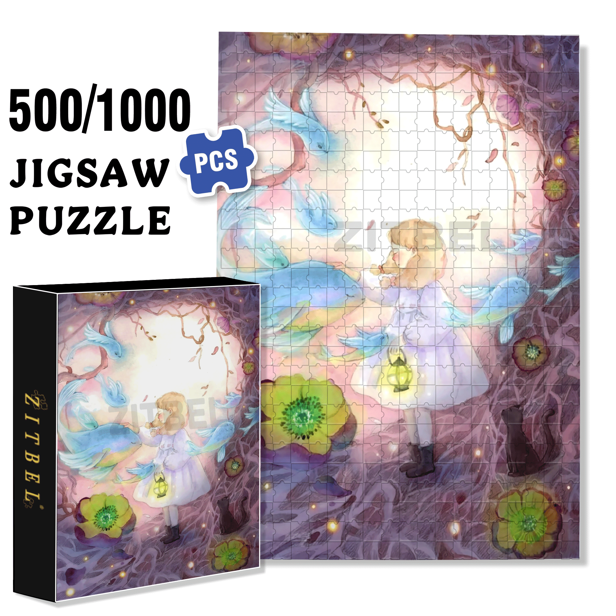 Gentle Touch 500pcs/1000pcs Jigsaw Puzzle, Scratch-Resistant, Interactive Family Game & Brain-Boosting DIY Decor, Perfect for Halloween, Christmas & New Year Gifts, Family Puzzle Game