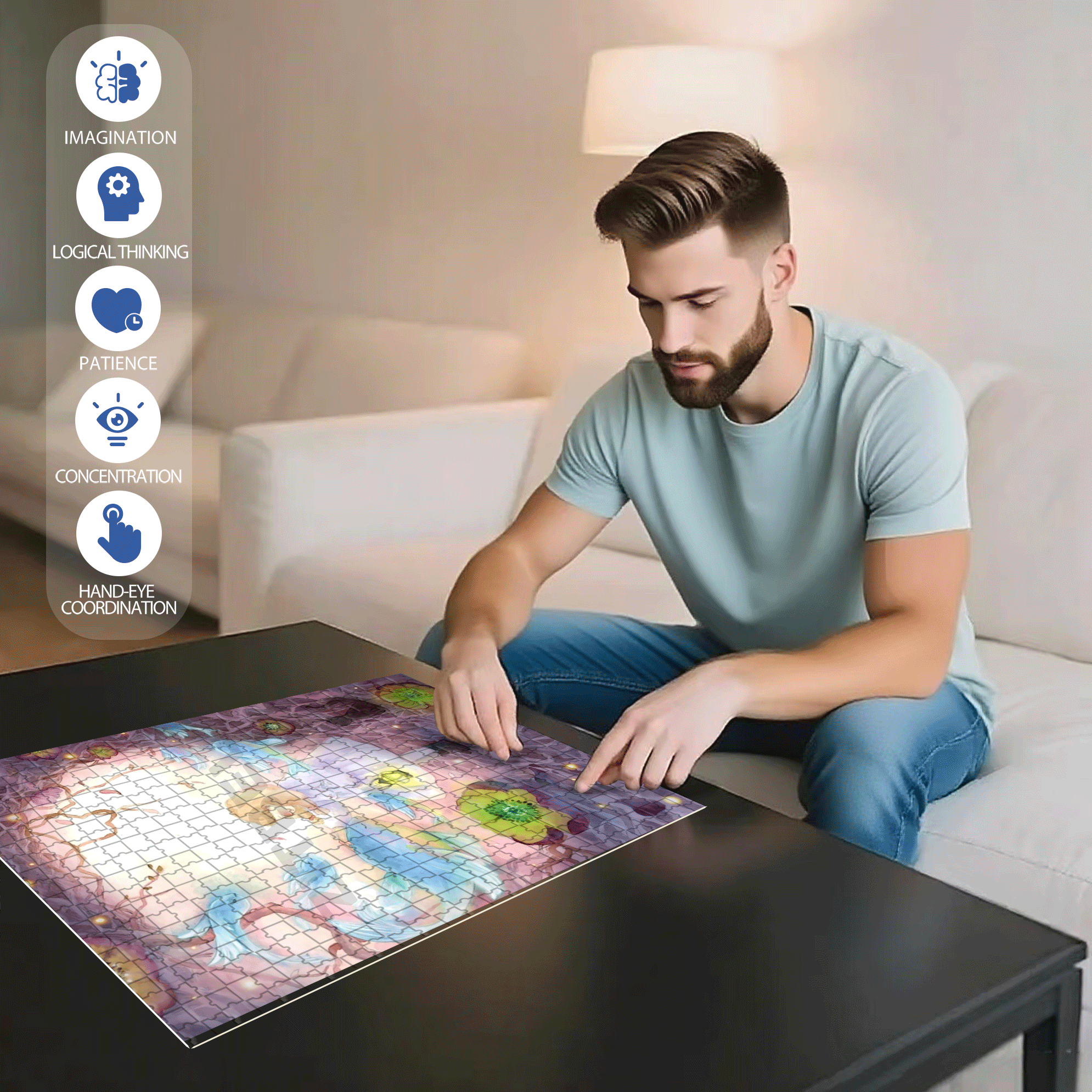 Gentle Touch 500pcs/1000pcs Jigsaw Puzzle, Scratch-Resistant, Interactive Family Game & Brain-Boosting DIY Decor, Perfect for Halloween, Christmas & New Year Gifts, Family Puzzle Game