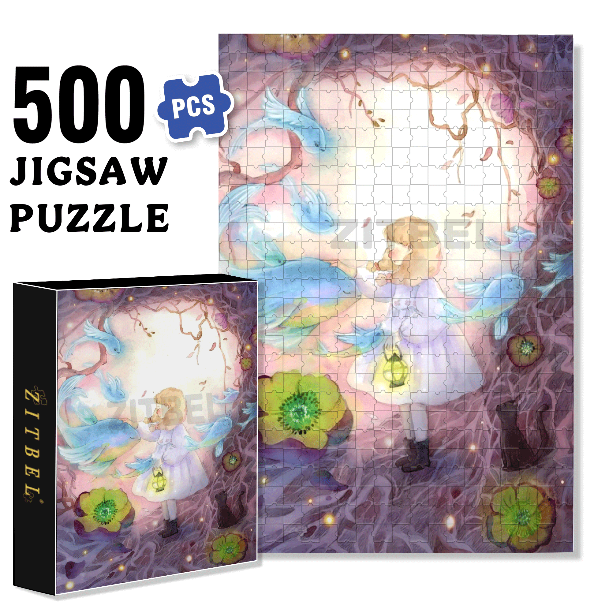 Gentle Touch 500pcs/1000pcs Jigsaw Puzzle, Scratch-Resistant, Interactive Family Game & Brain-Boosting DIY Decor, Perfect for Halloween, Christmas & New Year Gifts, Family Puzzle Game