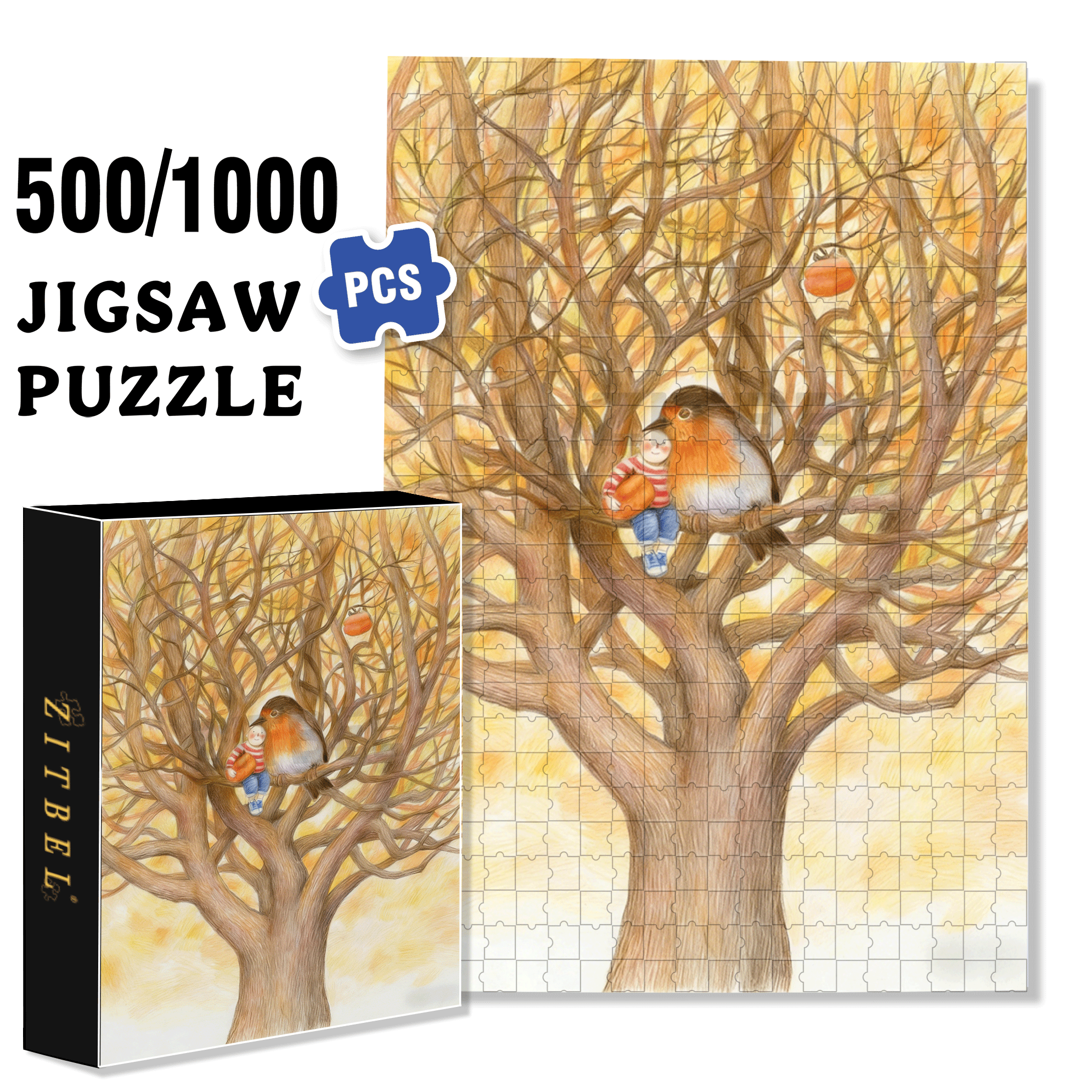 Gentle Winter 500pcs/1000pcs Jigsaw Puzzle, Scratch-Resistant, Interactive Family Game & Brain-Boosting DIY Decor, Perfect for Halloween, Christmas & New Year Gifts, Family Puzzle Game
