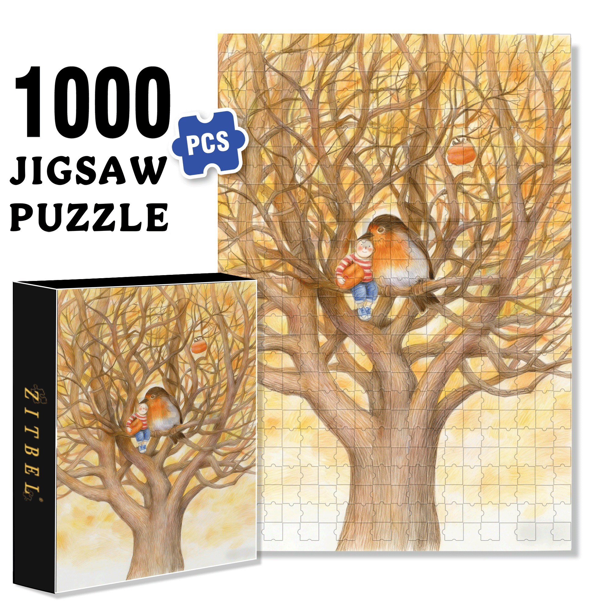 Gentle Winter 500pcs/1000pcs Jigsaw Puzzle, Scratch-Resistant, Interactive Family Game & Brain-Boosting DIY Decor, Perfect for Halloween, Christmas & New Year Gifts, Family Puzzle Game