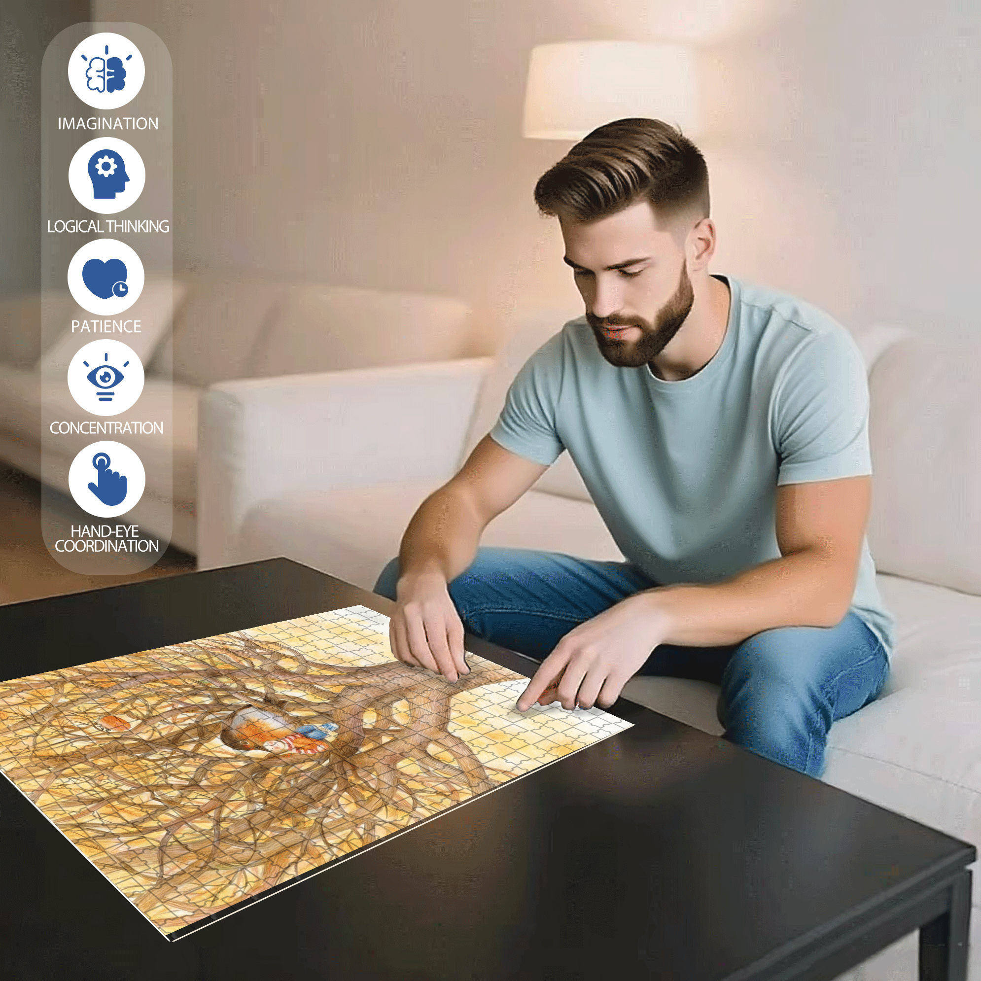 Gentle Winter 500pcs/1000pcs Jigsaw Puzzle, Scratch-Resistant, Interactive Family Game & Brain-Boosting DIY Decor, Perfect for Halloween, Christmas & New Year Gifts, Family Puzzle Game