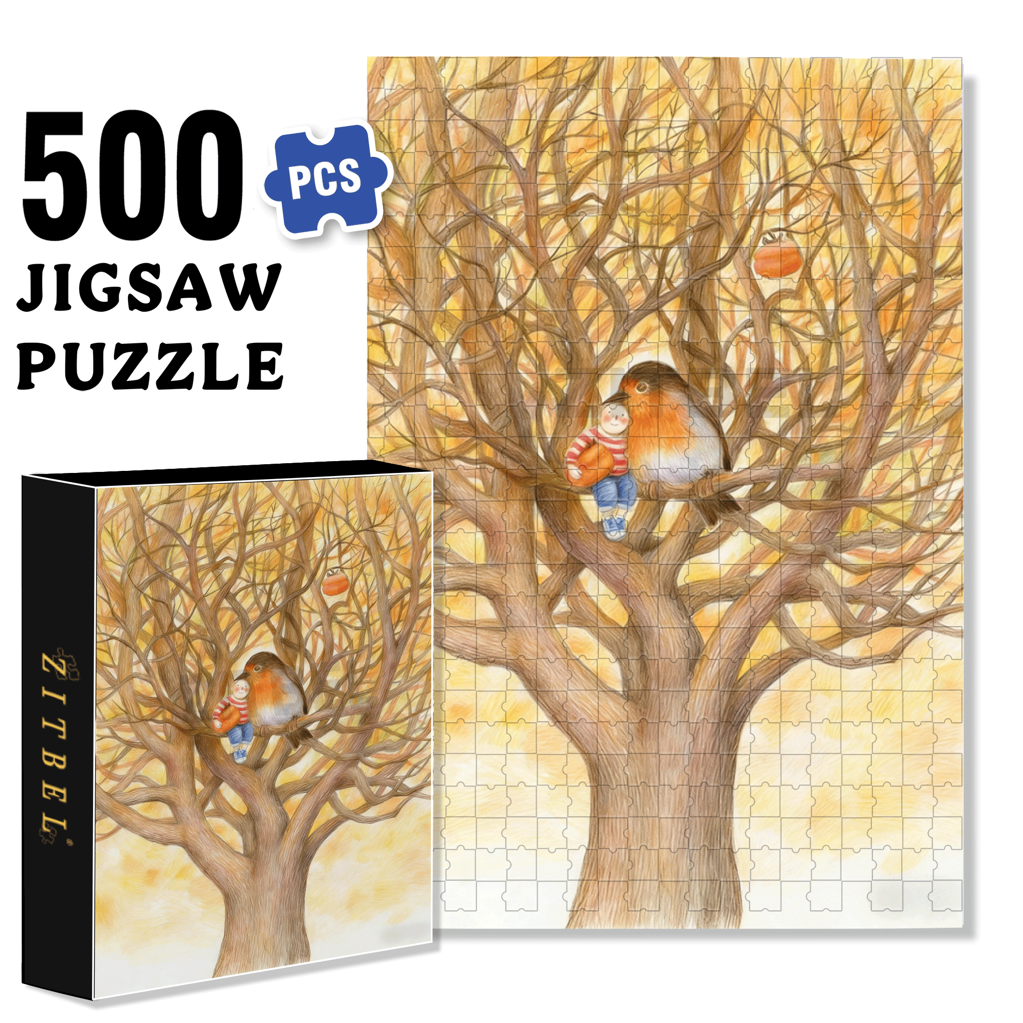 Gentle Winter 500pcs/1000pcs Jigsaw Puzzle, Scratch-Resistant, Interactive Family Game & Brain-Boosting DIY Decor, Perfect for Halloween, Christmas & New Year Gifts, Family Puzzle Game