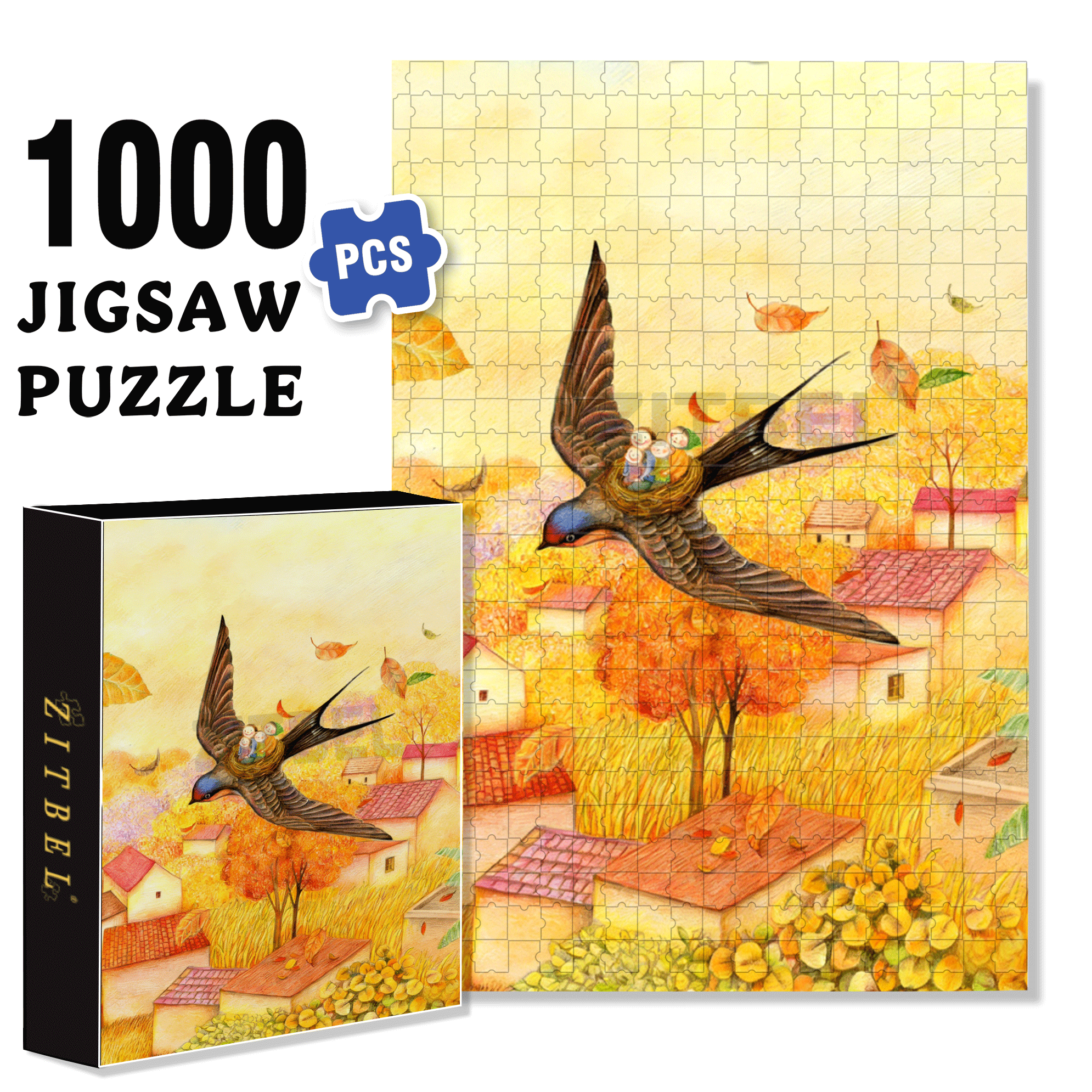 Go Home For The Spring Festival 500pcs/1000pcs Jigsaw Puzzle, Scratch-Resistant, Interactive Family Game & Brain-Boosting DIY Decor, Perfect for Halloween, Christmas & New Year Gifts, Family Puzzle Game