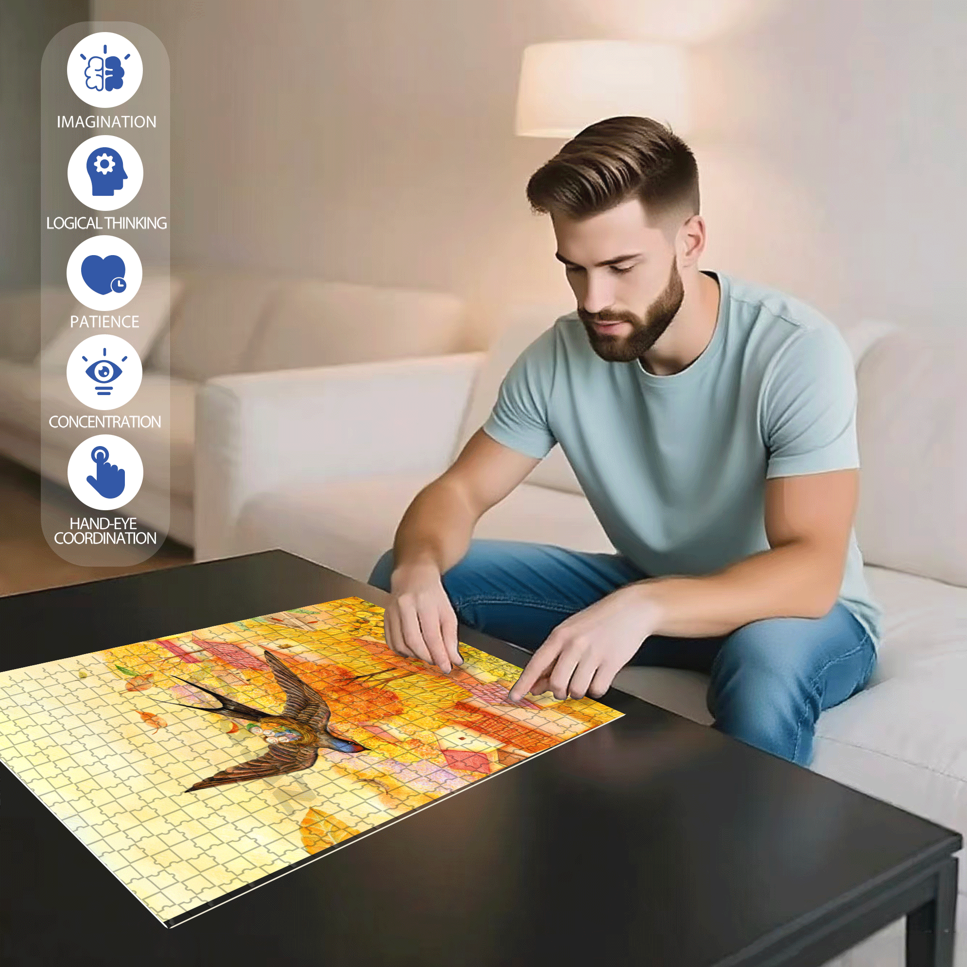 Go Home For The Spring Festival 500pcs/1000pcs Jigsaw Puzzle, Scratch-Resistant, Interactive Family Game & Brain-Boosting DIY Decor, Perfect for Halloween, Christmas & New Year Gifts, Family Puzzle Game