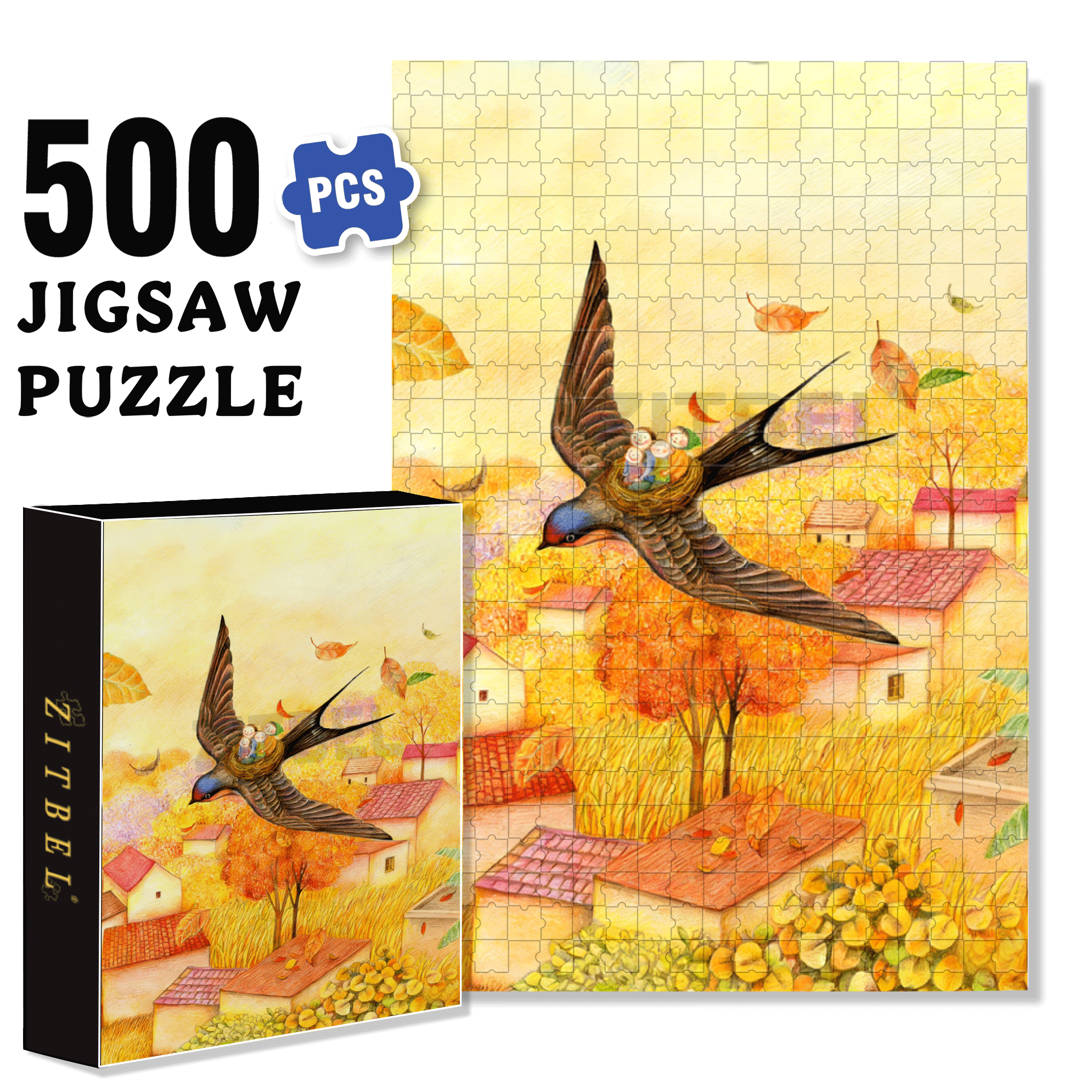 Go Home For The Spring Festival 500pcs/1000pcs Jigsaw Puzzle, Scratch-Resistant, Interactive Family Game & Brain-Boosting DIY Decor, Perfect for Halloween, Christmas & New Year Gifts, Family Puzzle Game