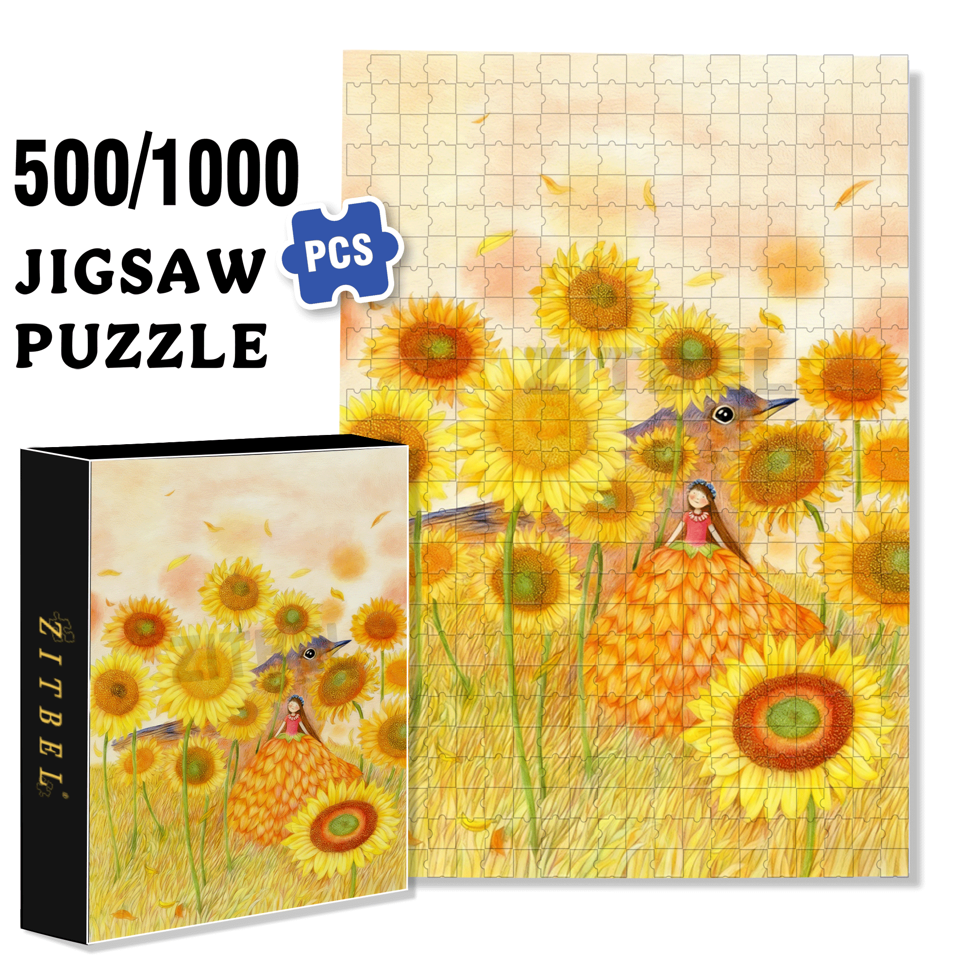 Golden Dream 500pcs/1000pcs Jigsaw Puzzle, Scratch-Resistant, Interactive Family Game & Brain-Boosting DIY Decor, Perfect for Halloween, Christmas & New Year Gifts, Family Puzzle Game