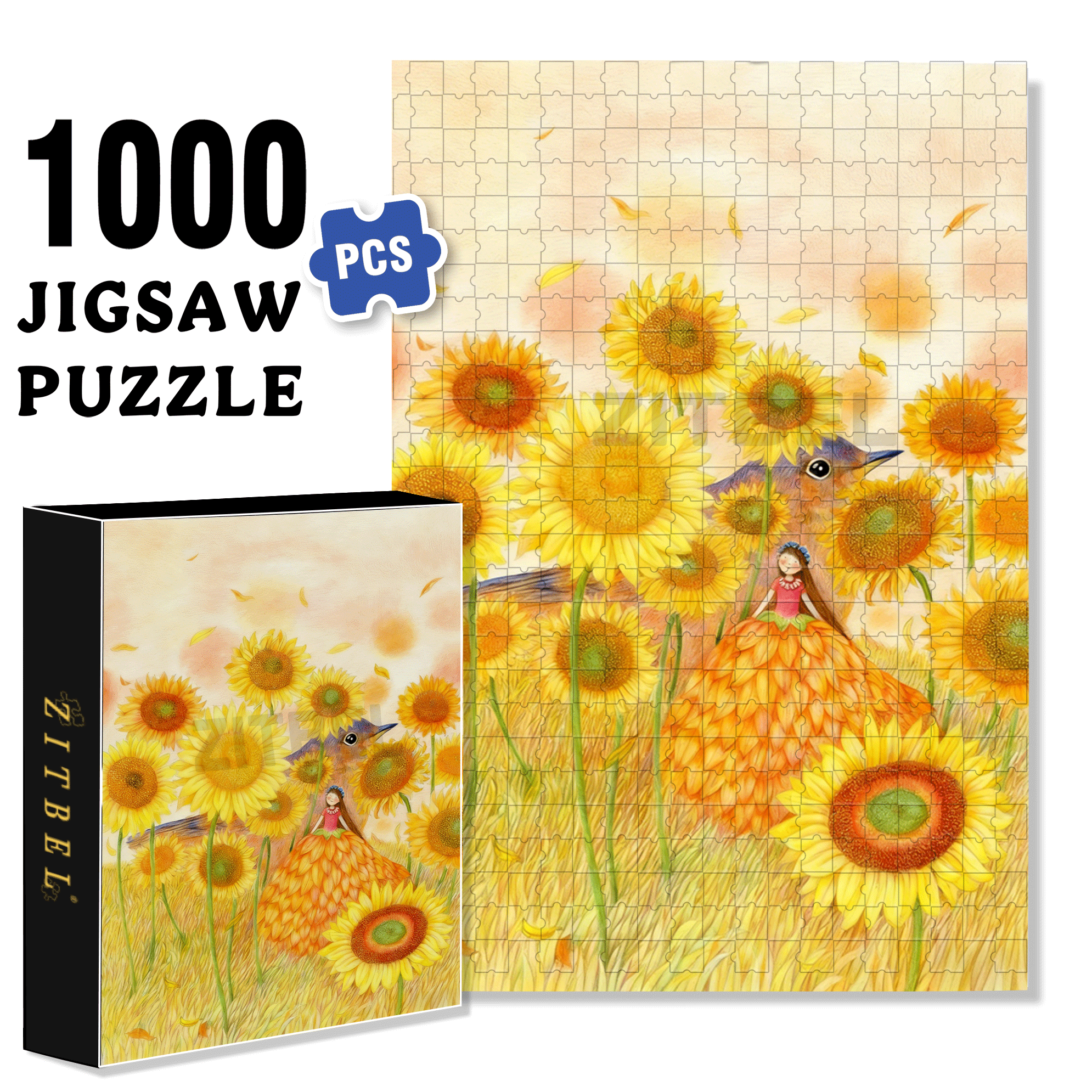 Golden Dream 500pcs/1000pcs Jigsaw Puzzle, Scratch-Resistant, Interactive Family Game & Brain-Boosting DIY Decor, Perfect for Halloween, Christmas & New Year Gifts, Family Puzzle Game