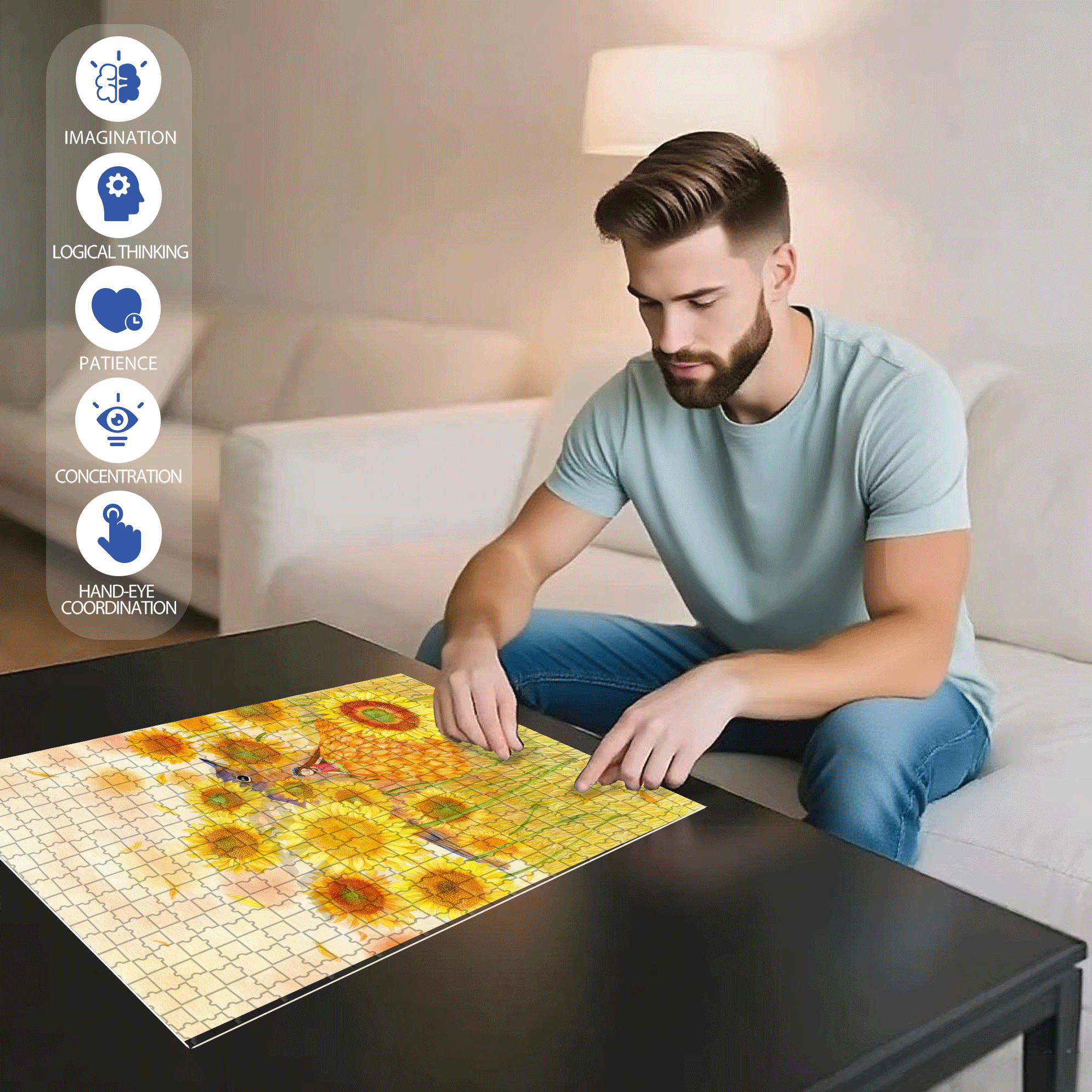 Golden Dream 500pcs/1000pcs Jigsaw Puzzle, Scratch-Resistant, Interactive Family Game & Brain-Boosting DIY Decor, Perfect for Halloween, Christmas & New Year Gifts, Family Puzzle Game
