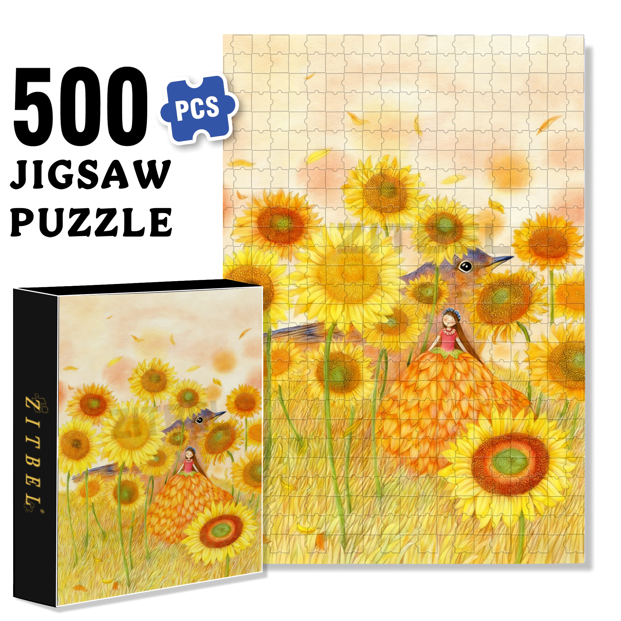 Golden Dream 500pcs/1000pcs Jigsaw Puzzle, Scratch-Resistant, Interactive Family Game & Brain-Boosting DIY Decor, Perfect for Halloween, Christmas & New Year Gifts, Family Puzzle Game