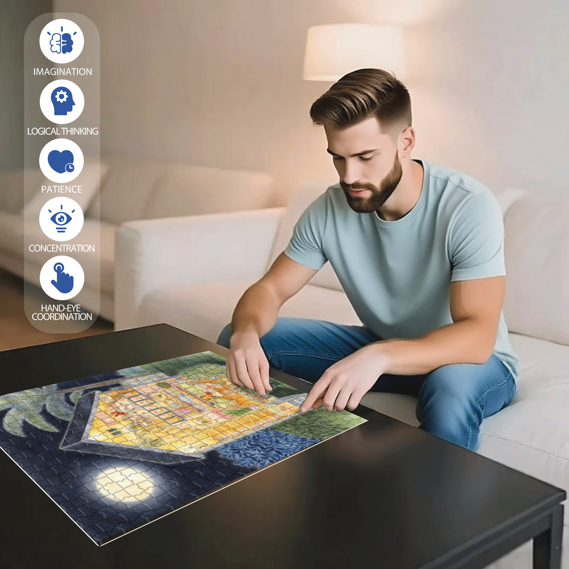 Good night, My Family 500pcs/1000pcs Jigsaw Puzzle, Scratch-Resistant, Interactive Family Game & Brain-Boosting DIY Decor, Perfect for Halloween, Christmas & New Year Gifts, Family Puzzle Game