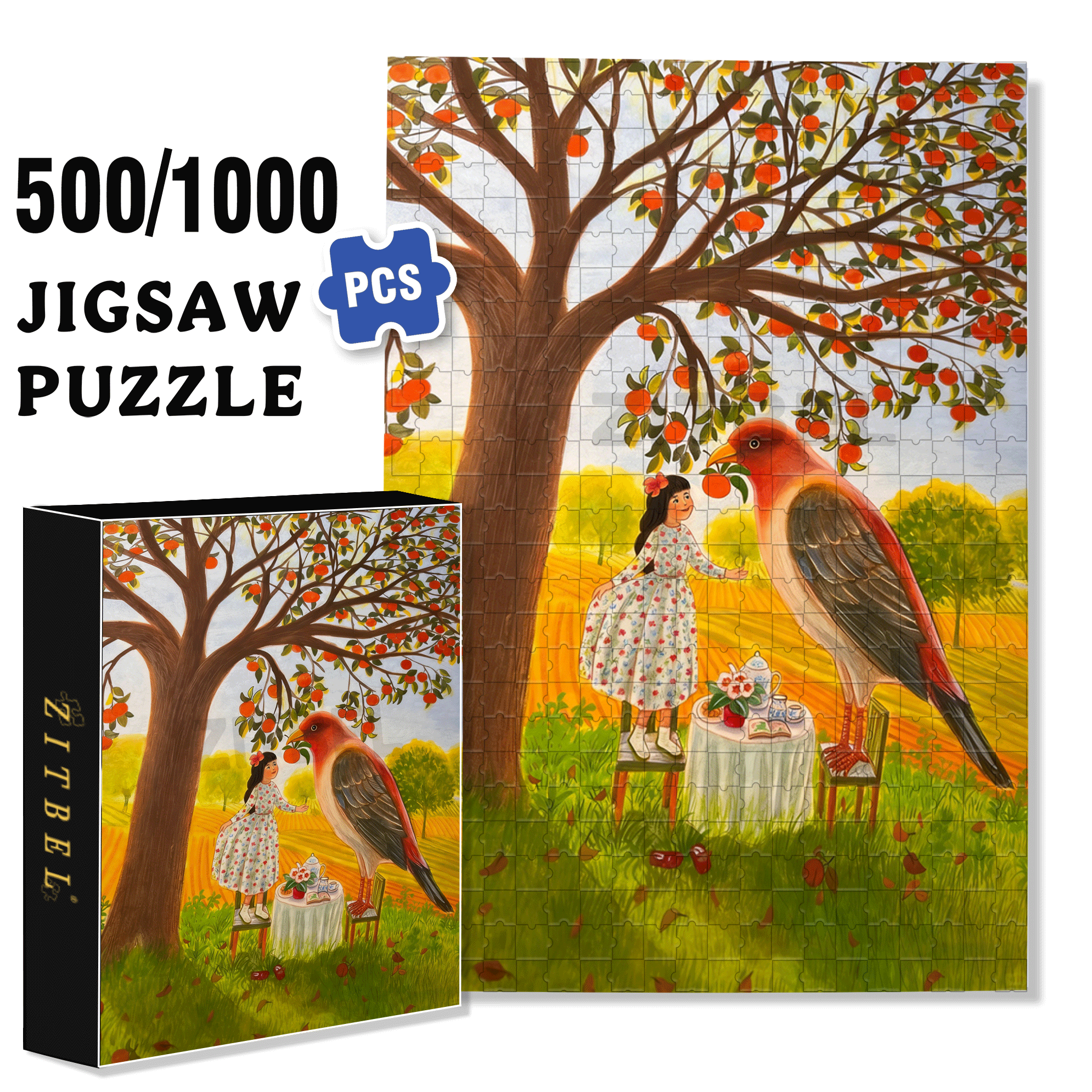 Growing Up In Fairy Tales 500pcs/1000pcs Jigsaw Puzzle, Scratch-Resistant, Interactive Family Game & Brain-Boosting DIY Decor, Perfect for Halloween, Christmas & New Year Gifts, Family Puzzle Game