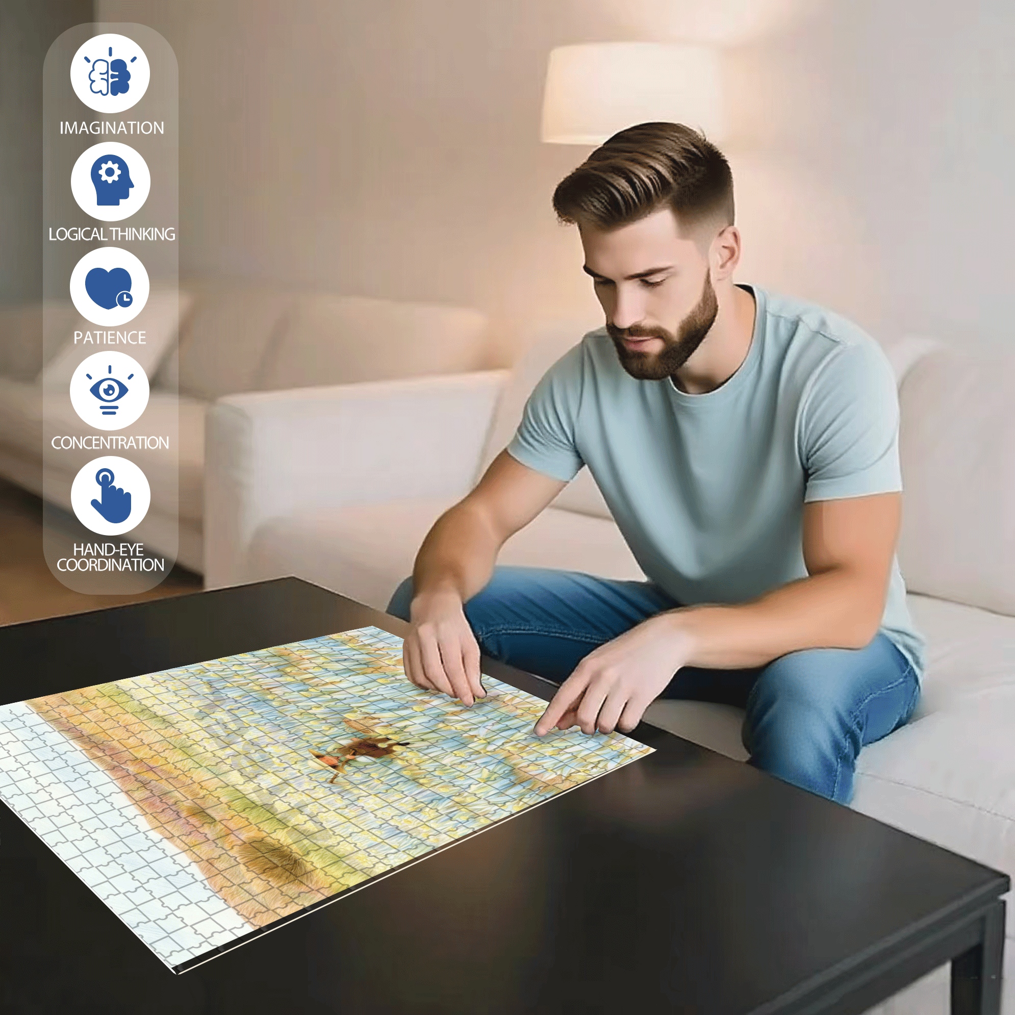 Hoe And Hoe 500pcs/1000pcs Jigsaw Puzzle, Scratch-Resistant, Interactive Family Game & Brain-Boosting DIY Decor, Perfect for Halloween, Christmas & New Year Gifts, Family Puzzle Game