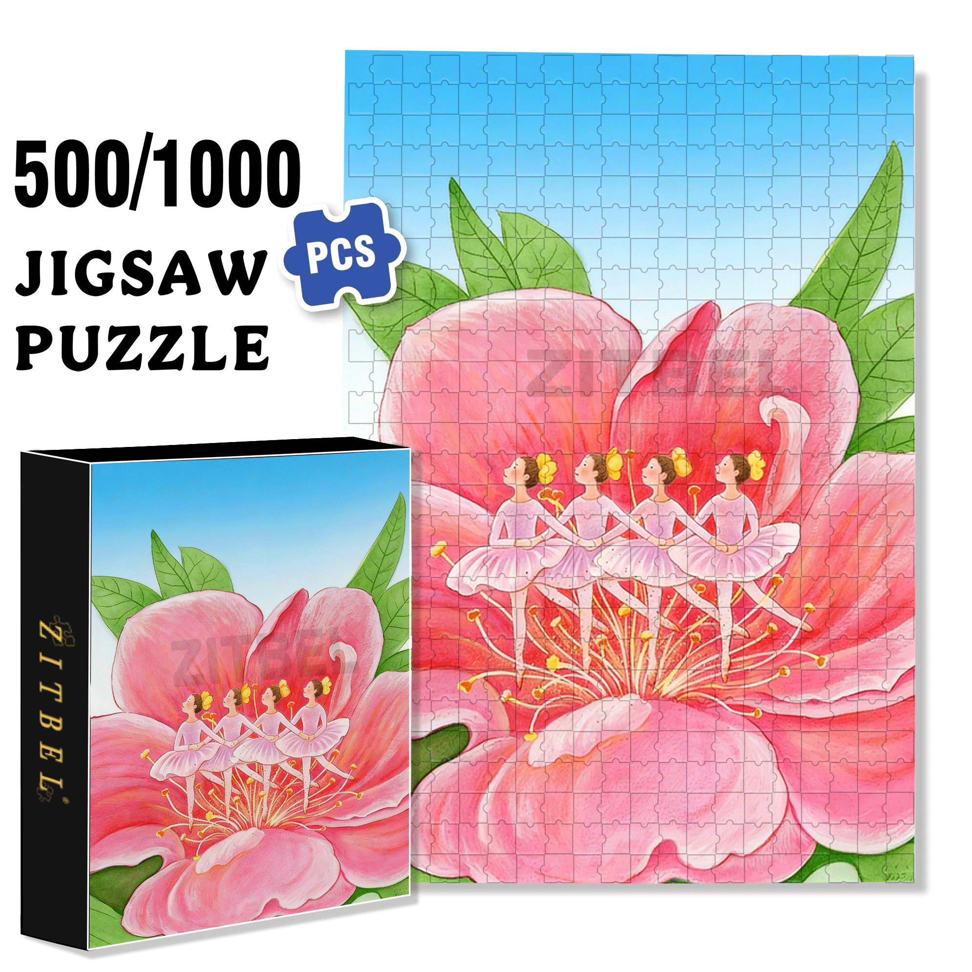 Huarui Ballet 500pcs/1000pcs Jigsaw Puzzle, Scratch-Resistant, Interactive Family Game & Brain-Boosting DIY Decor, Perfect for Halloween, Christmas & New Year Gifts, Family Puzzle Game