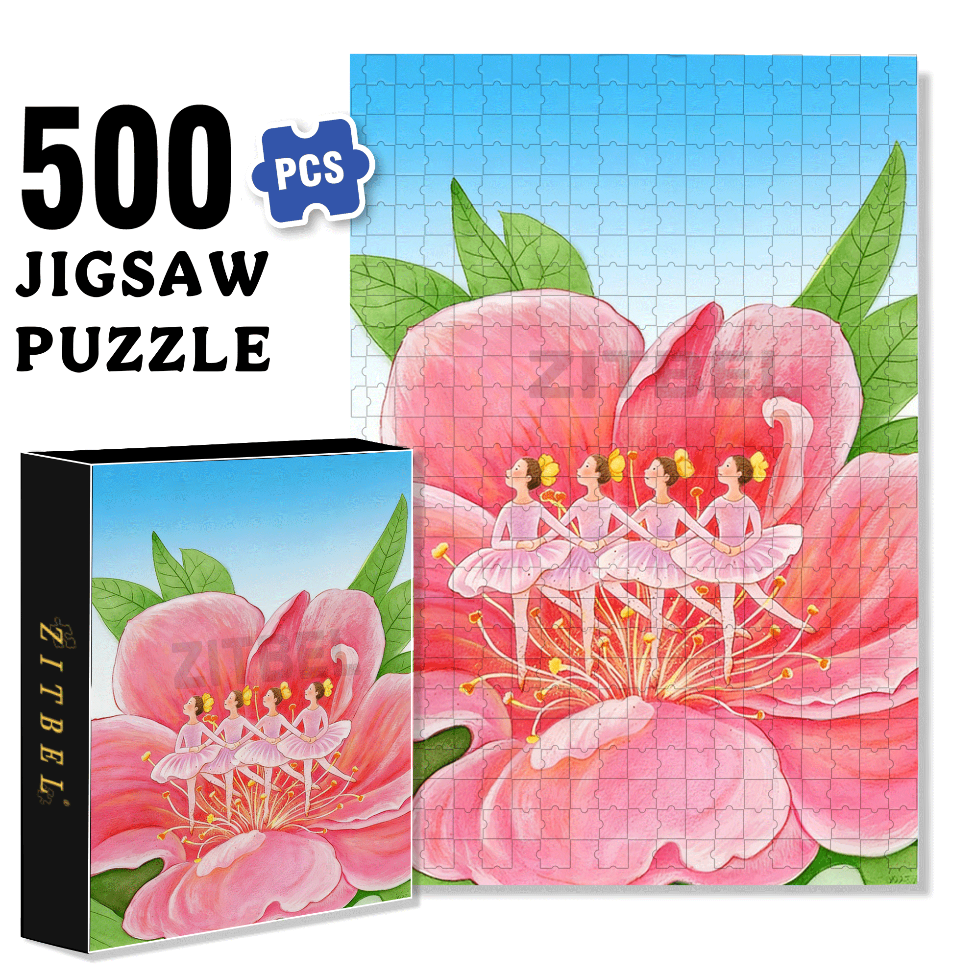 Huarui Ballet 500pcs/1000pcs Jigsaw Puzzle, Scratch-Resistant, Interactive Family Game & Brain-Boosting DIY Decor, Perfect for Halloween, Christmas & New Year Gifts, Family Puzzle Game