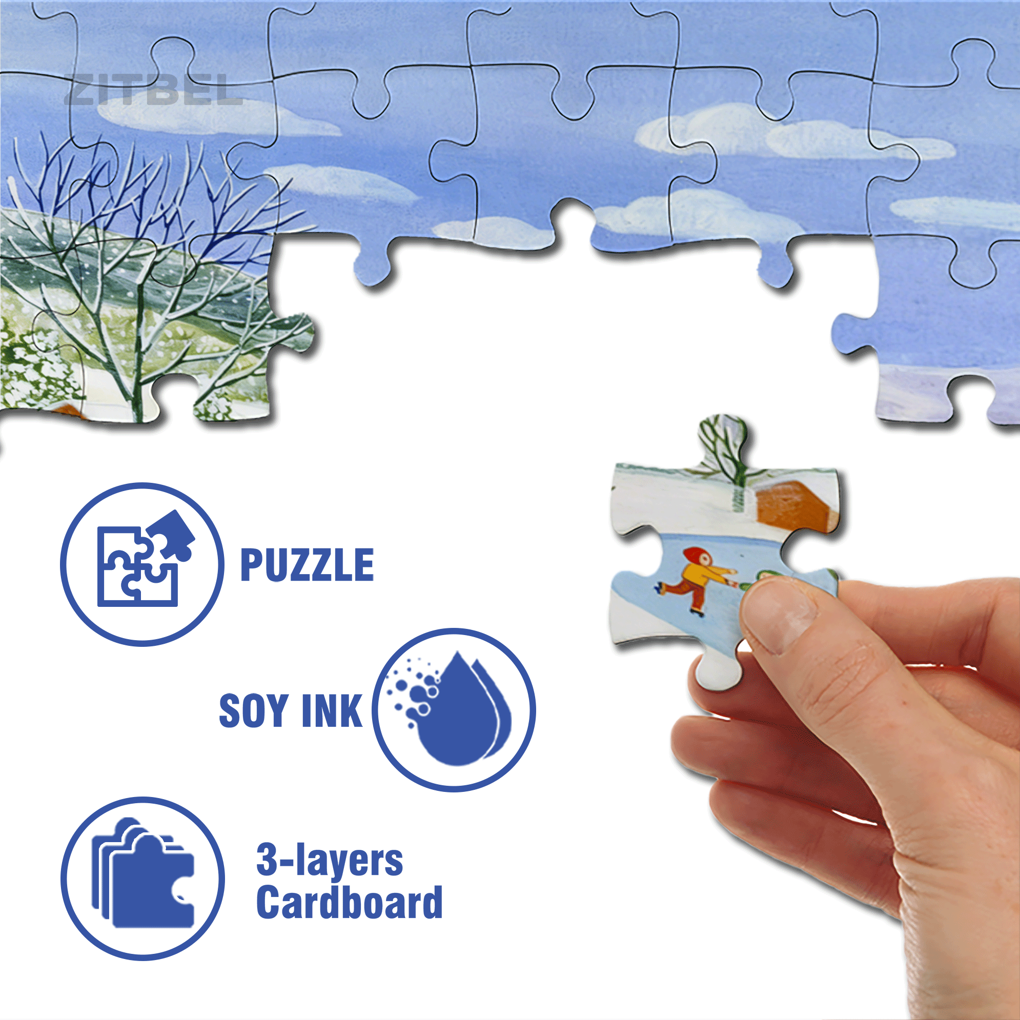 Joy in the Snow 500pcs/1000pcs Jigsaw Puzzle, Scratch-Resistant, Interactive Family Game & Brain-Boosting DIY Decor, Perfect for Halloween, Christmas & New Year Gifts, Family Puzzle Game