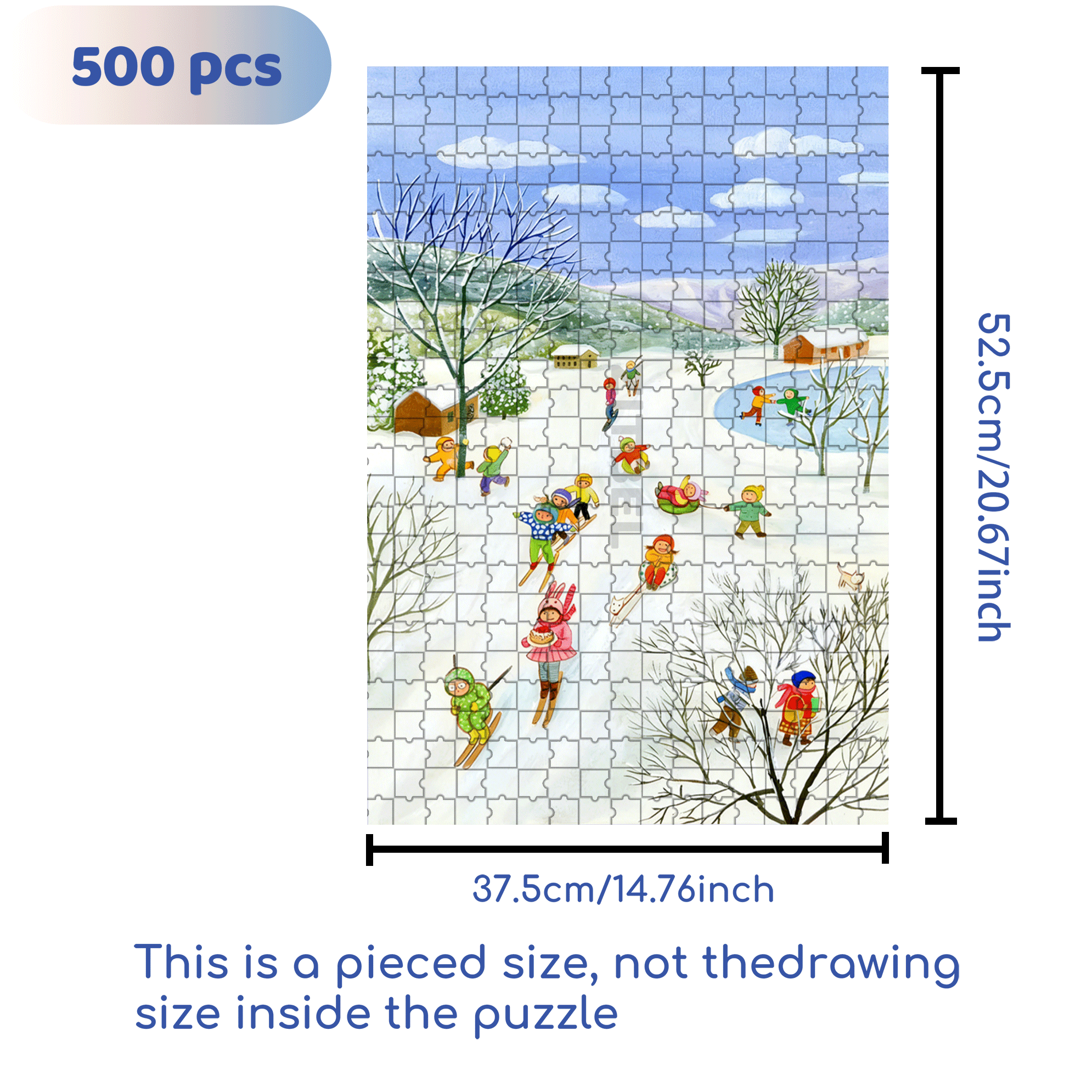 Joy in the Snow 500pcs/1000pcs Jigsaw Puzzle, Scratch-Resistant, Interactive Family Game & Brain-Boosting DIY Decor, Perfect for Halloween, Christmas & New Year Gifts, Family Puzzle Game