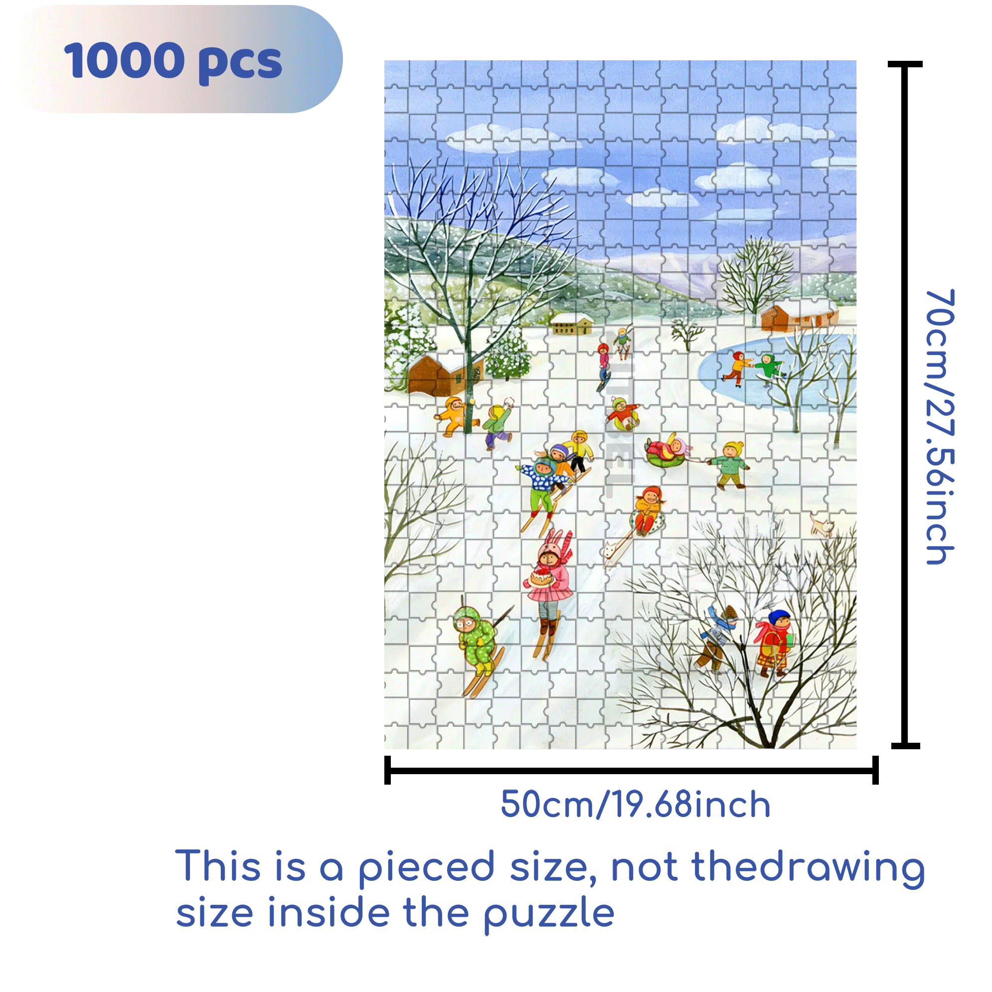 Joy in the Snow 500pcs/1000pcs Jigsaw Puzzle, Scratch-Resistant, Interactive Family Game & Brain-Boosting DIY Decor, Perfect for Halloween, Christmas & New Year Gifts, Family Puzzle Game