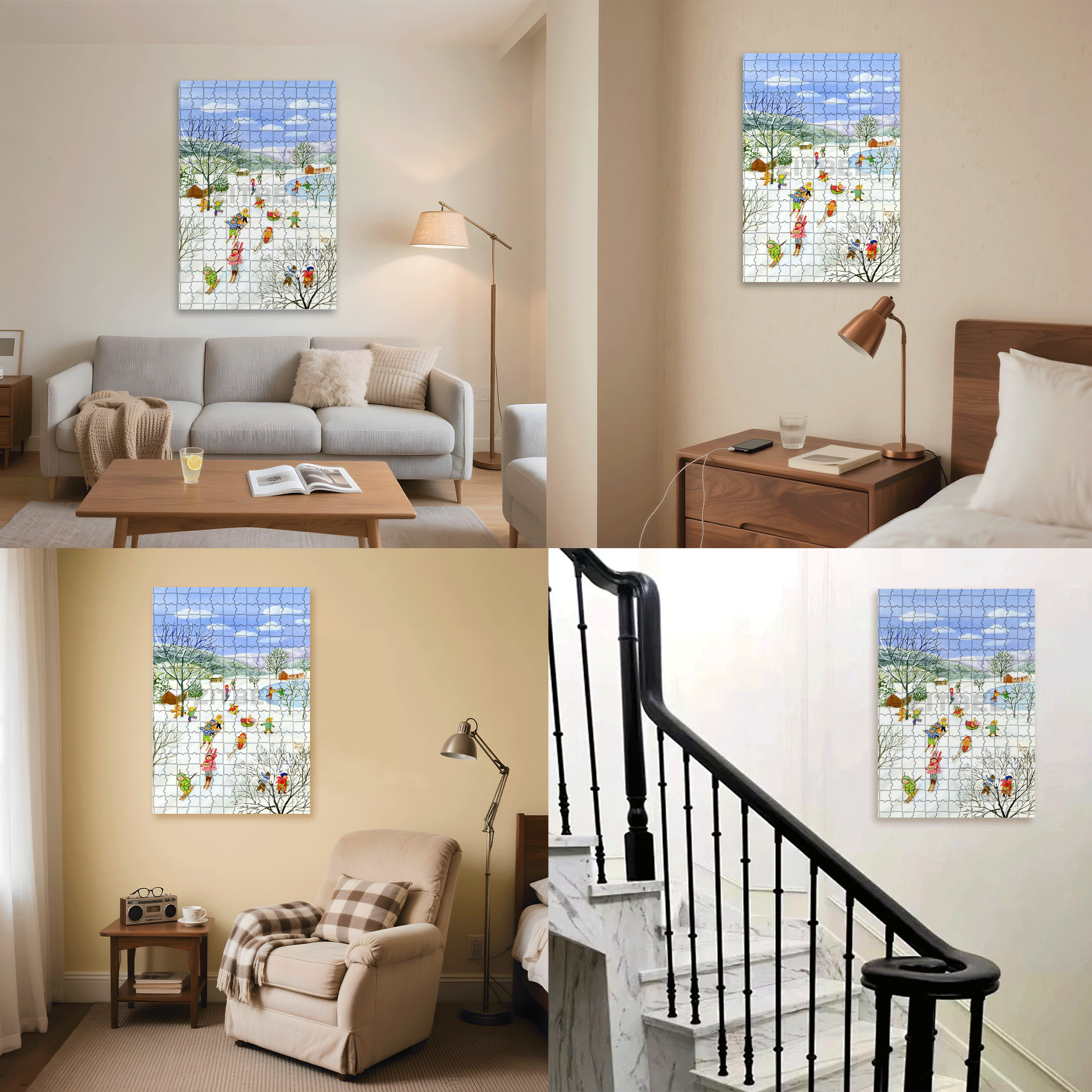 Joy in the Snow 500pcs/1000pcs Jigsaw Puzzle, Scratch-Resistant, Interactive Family Game & Brain-Boosting DIY Decor, Perfect for Halloween, Christmas & New Year Gifts, Family Puzzle Game