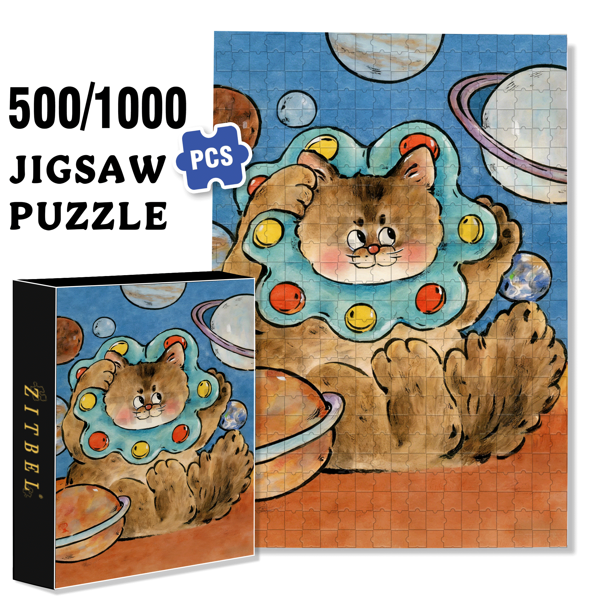 King of the Universe 500pcs/1000pcs Jigsaw Puzzle, Scratch-Resistant, Interactive Family Game & Brain-Boosting DIY Decor, Perfect for Halloween, Christmas & New Year Gifts, Family Puzzle Game