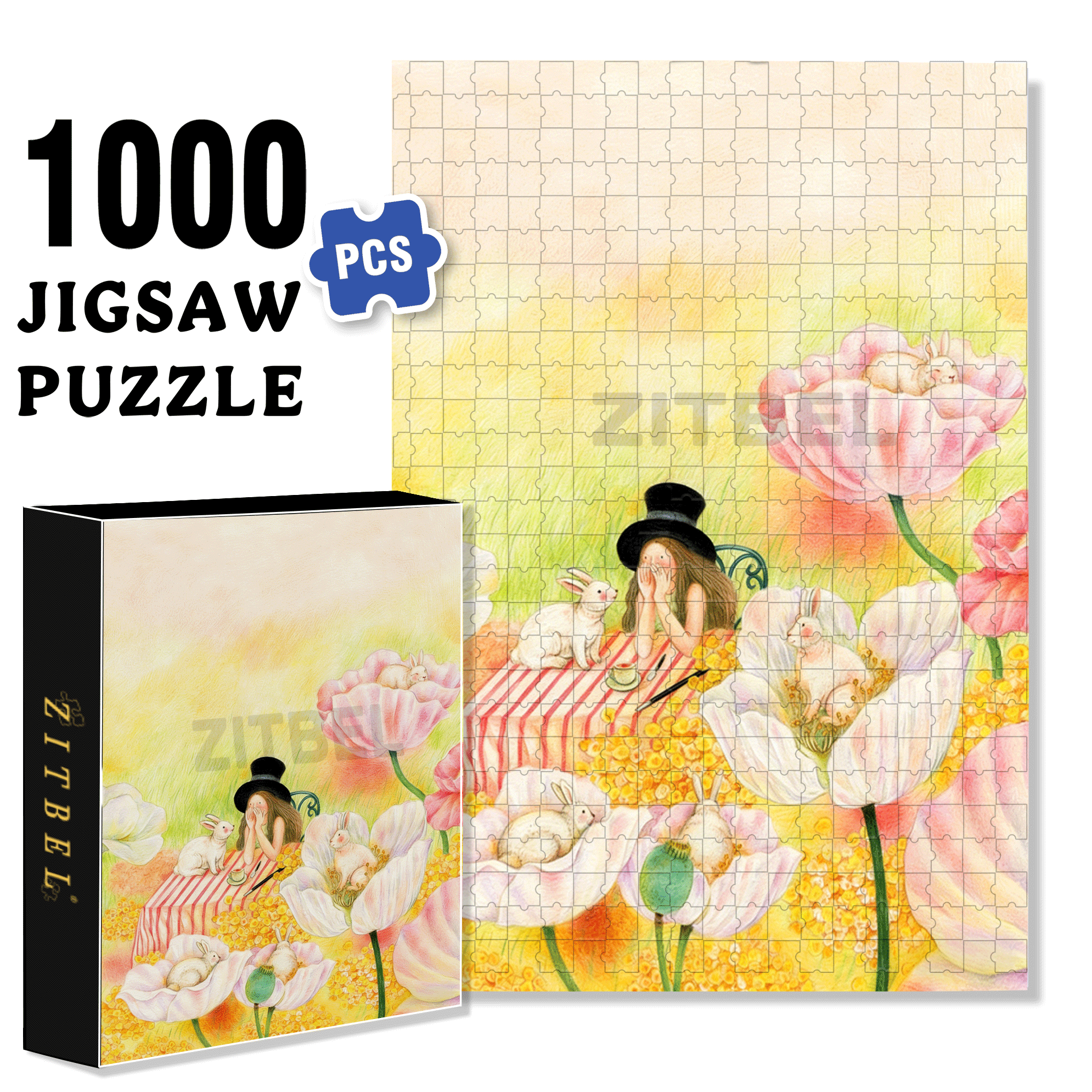 Magician and Rabbit 500pcs/1000pcs Jigsaw Puzzle, Scratch-Resistant, Interactive Family Game & Brain-Boosting DIY Decor, Perfect for Halloween, Christmas & New Year Gifts, Family Puzzle Game
