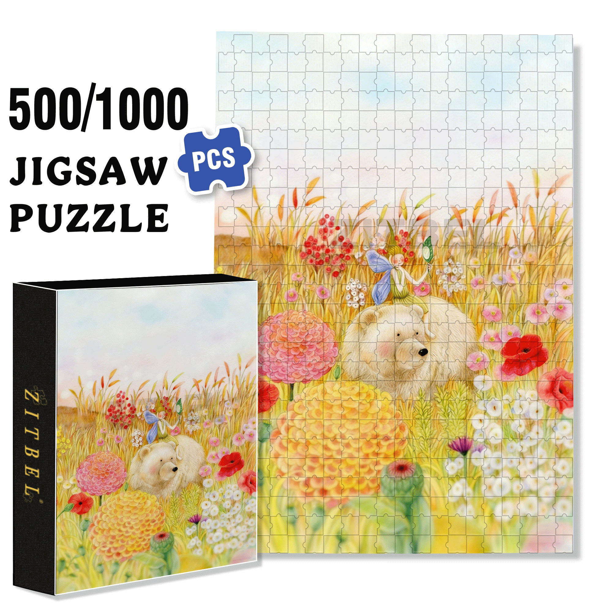 Miss Butterfly 500pcs/1000pcs Jigsaw Puzzle, Scratch-Resistant, Interactive Family Game & Brain-Boosting DIY Decor, Perfect for Halloween, Christmas & New Year Gifts, Family Puzzle Game