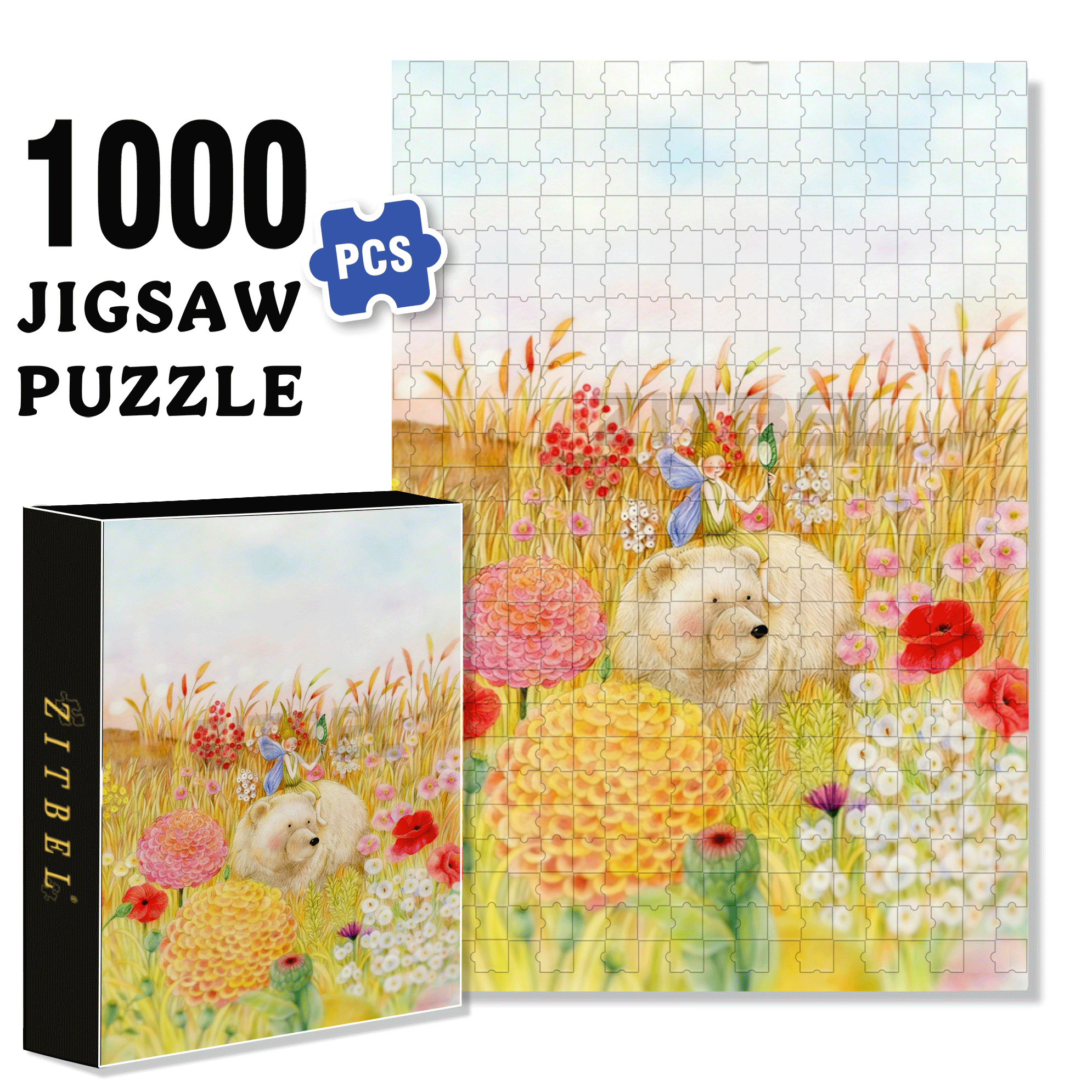 Miss Butterfly 500pcs/1000pcs Jigsaw Puzzle, Scratch-Resistant, Interactive Family Game & Brain-Boosting DIY Decor, Perfect for Halloween, Christmas & New Year Gifts, Family Puzzle Game