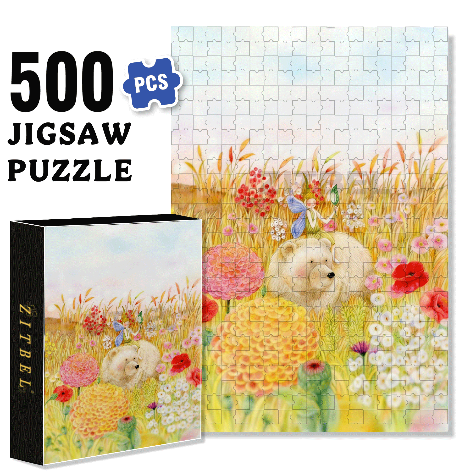 Miss Butterfly 500pcs/1000pcs Jigsaw Puzzle, Scratch-Resistant, Interactive Family Game & Brain-Boosting DIY Decor, Perfect for Halloween, Christmas & New Year Gifts, Family Puzzle Game