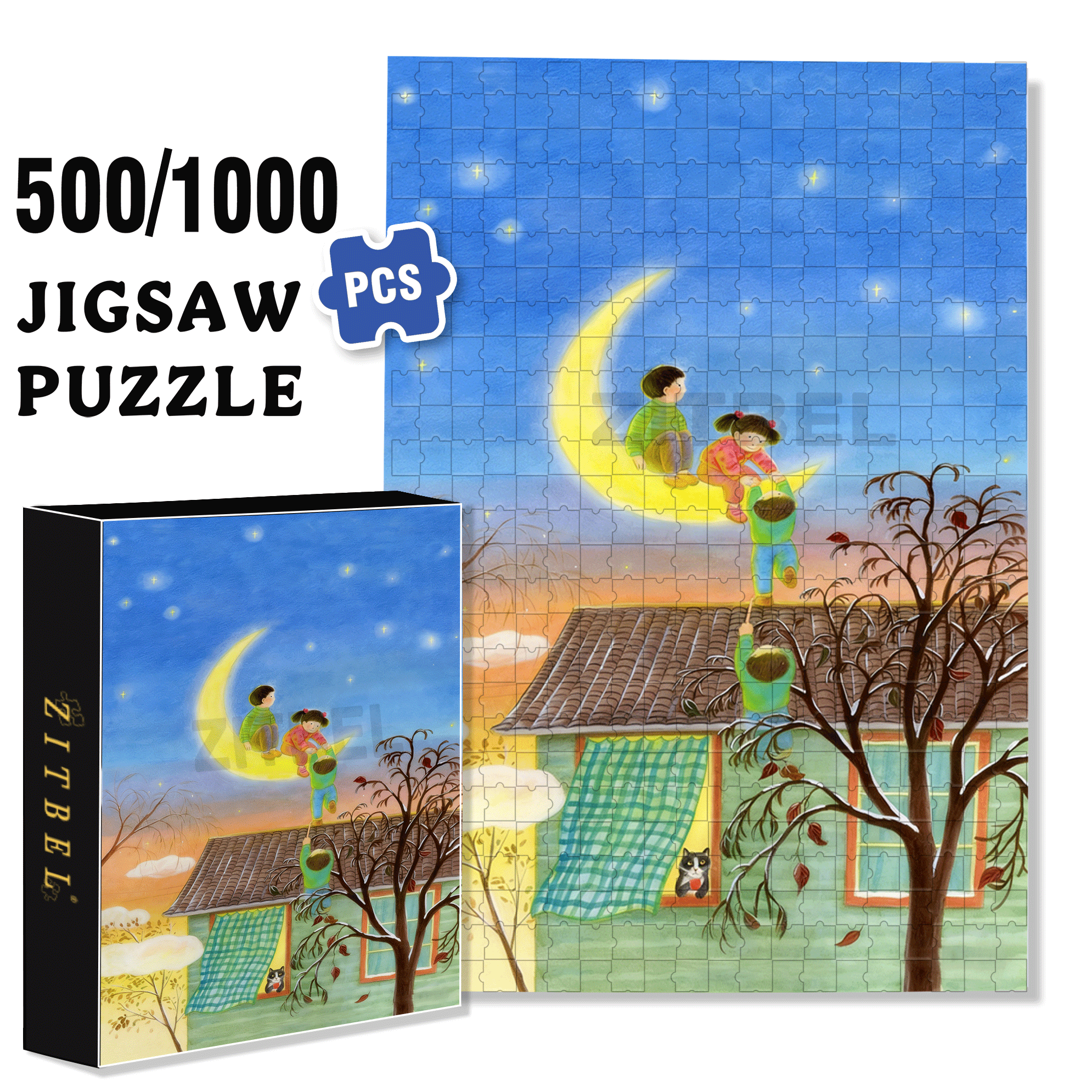 Naughty Child 500pcs/1000pcs Jigsaw Puzzle, Scratch-Resistant, Interactive Family Game & Brain-Boosting DIY Decor, Perfect for Halloween, Christmas & New Year Gifts, Family Puzzle Game