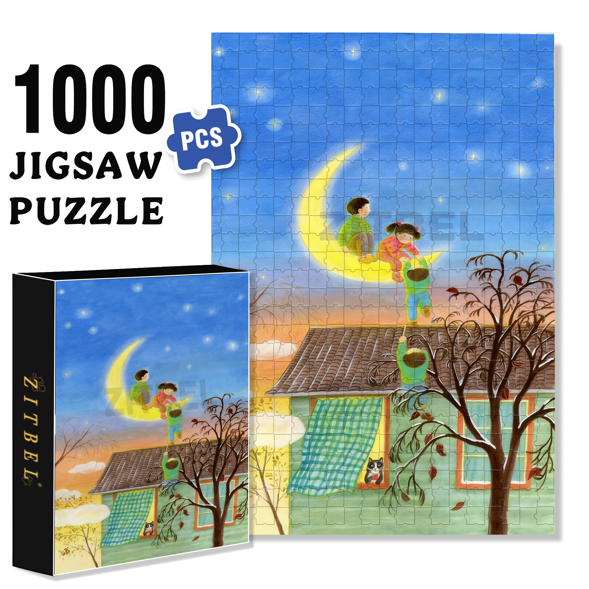 Naughty Child 500pcs/1000pcs Jigsaw Puzzle, Scratch-Resistant, Interactive Family Game & Brain-Boosting DIY Decor, Perfect for Halloween, Christmas & New Year Gifts, Family Puzzle Game