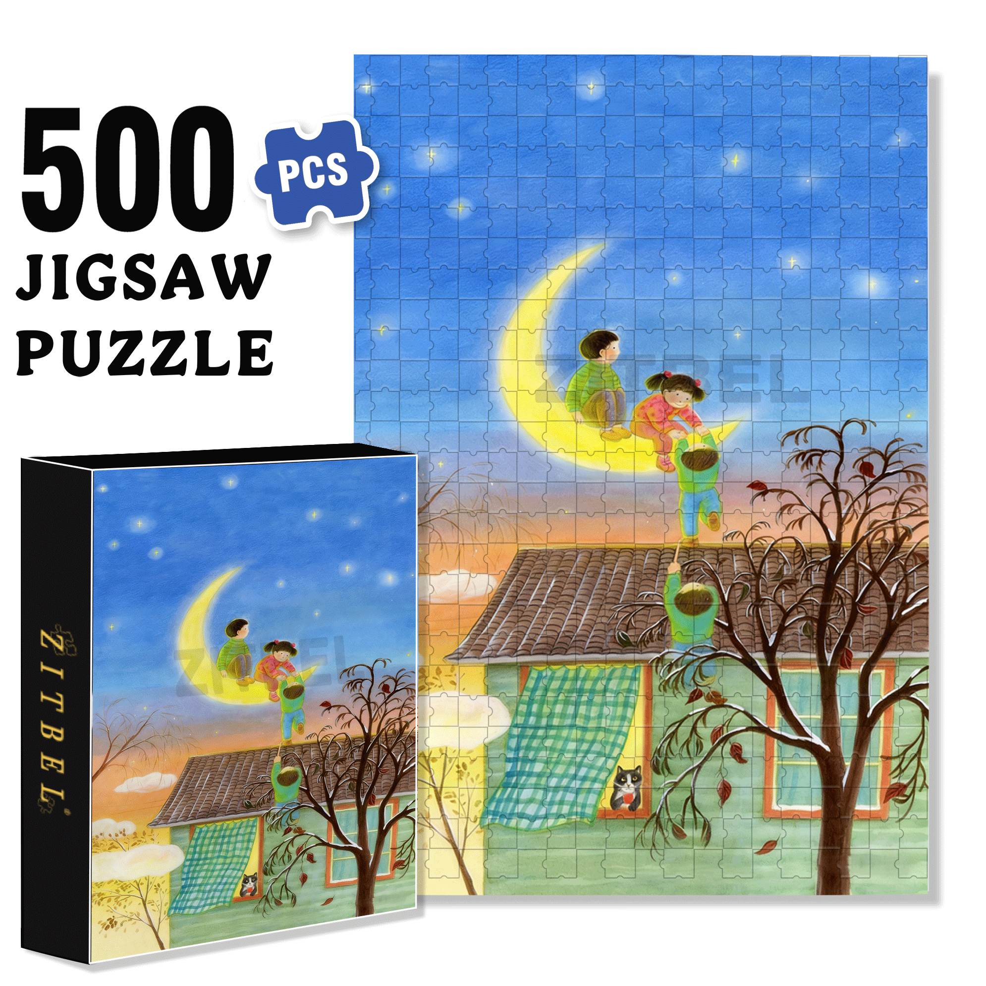 Naughty Child 500pcs/1000pcs Jigsaw Puzzle, Scratch-Resistant, Interactive Family Game & Brain-Boosting DIY Decor, Perfect for Halloween, Christmas & New Year Gifts, Family Puzzle Game