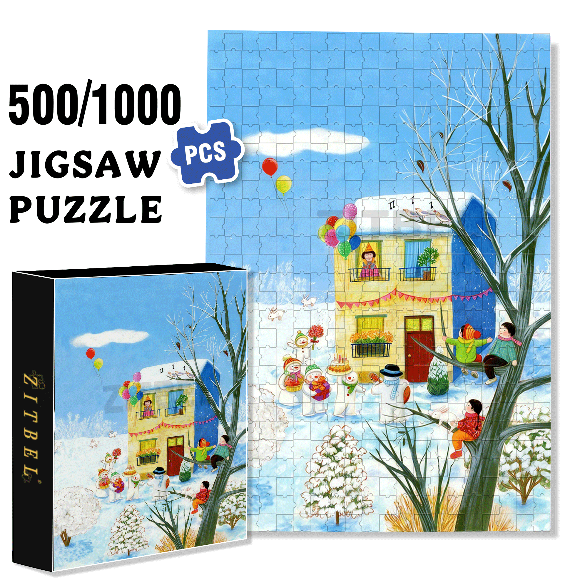 On The Birthday 500pcs/1000pcs Jigsaw Puzzle, Scratch-Resistant, Interactive Family Game & Brain-Boosting DIY Decor, Perfect for Halloween, Christmas & New Year Gifts, Family Puzzle Game