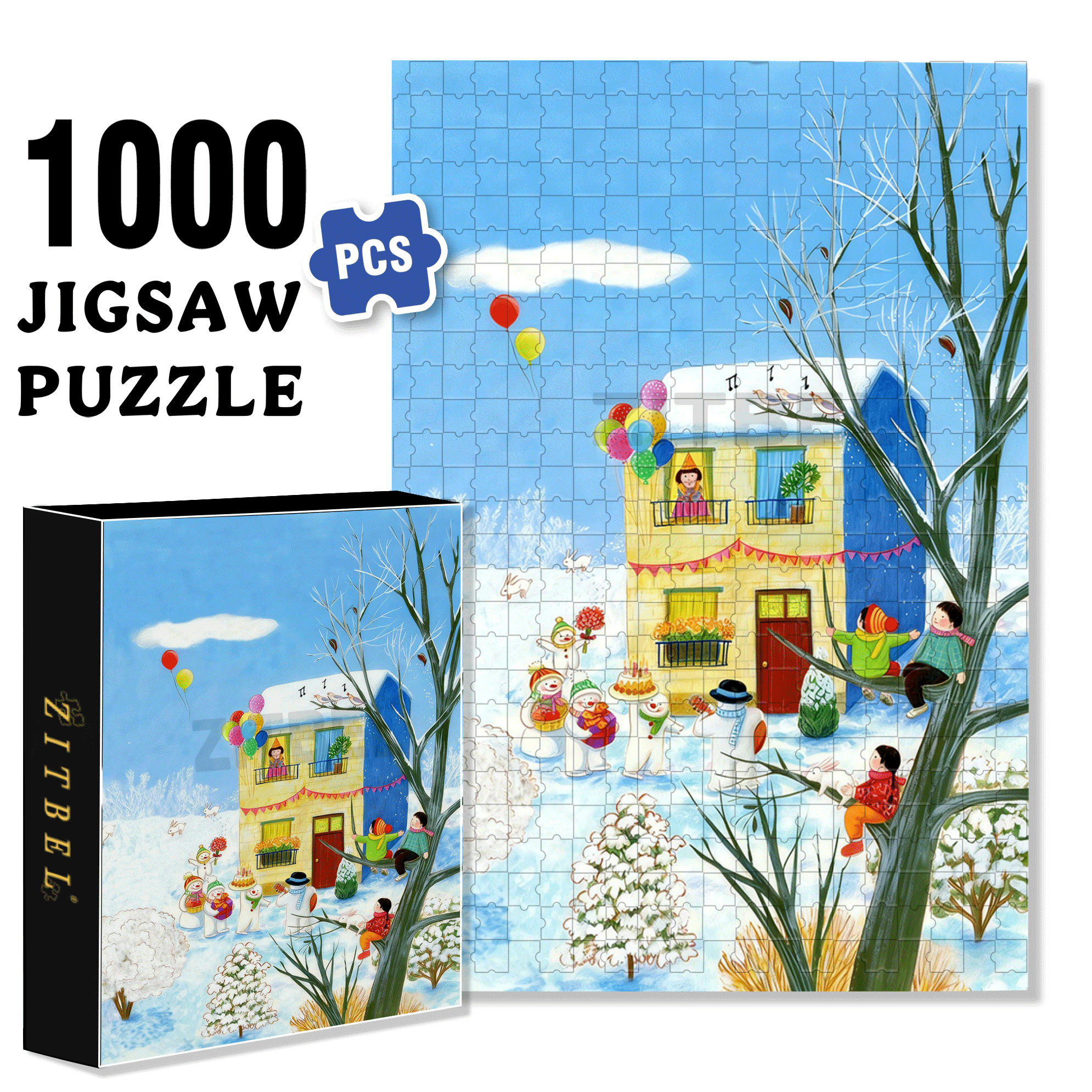 On The Birthday 500pcs/1000pcs Jigsaw Puzzle, Scratch-Resistant, Interactive Family Game & Brain-Boosting DIY Decor, Perfect for Halloween, Christmas & New Year Gifts, Family Puzzle Game