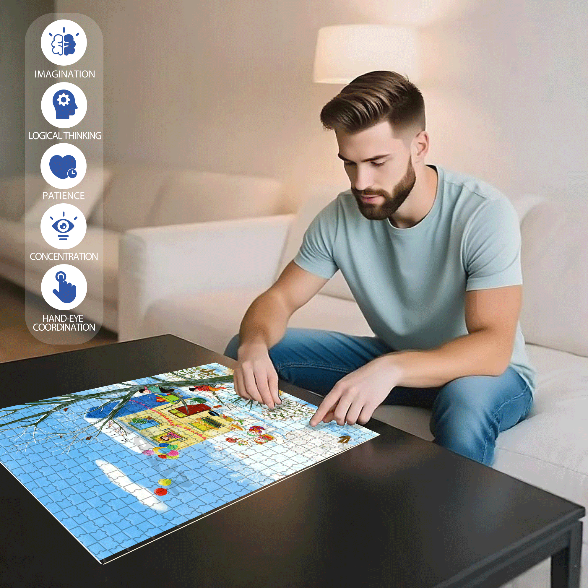 On The Birthday 500pcs/1000pcs Jigsaw Puzzle, Scratch-Resistant, Interactive Family Game & Brain-Boosting DIY Decor, Perfect for Halloween, Christmas & New Year Gifts, Family Puzzle Game